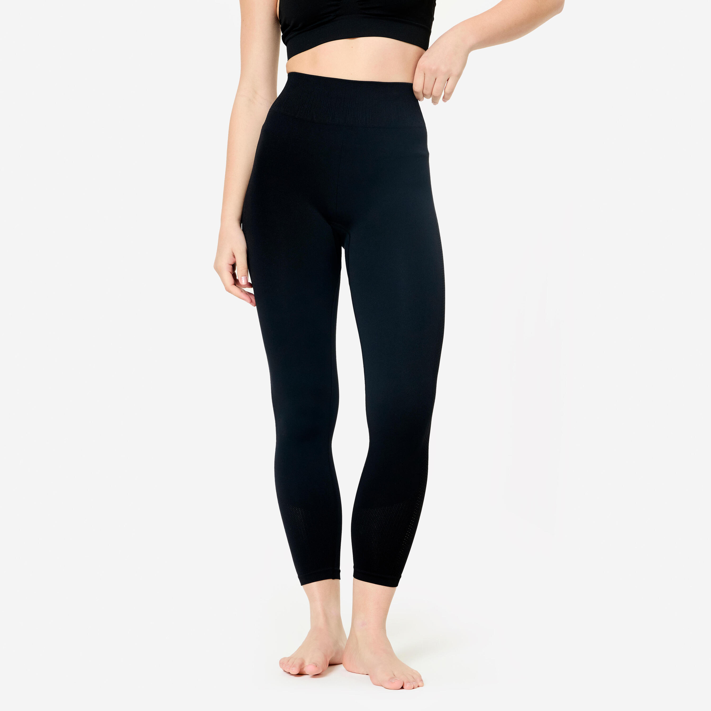 KIMJALY Hot Yoga Seamless 7/8 Leggings - Black