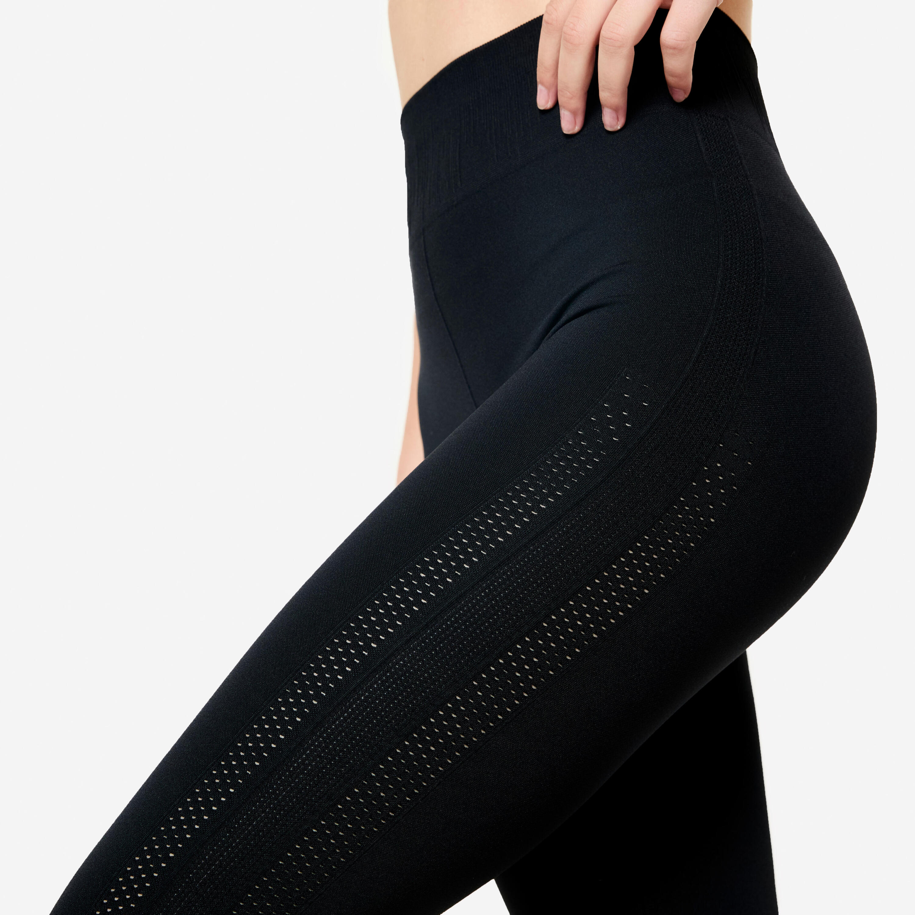 Leggings 7/8 de Yoga sem Costuras de Mulher Preto 3/9