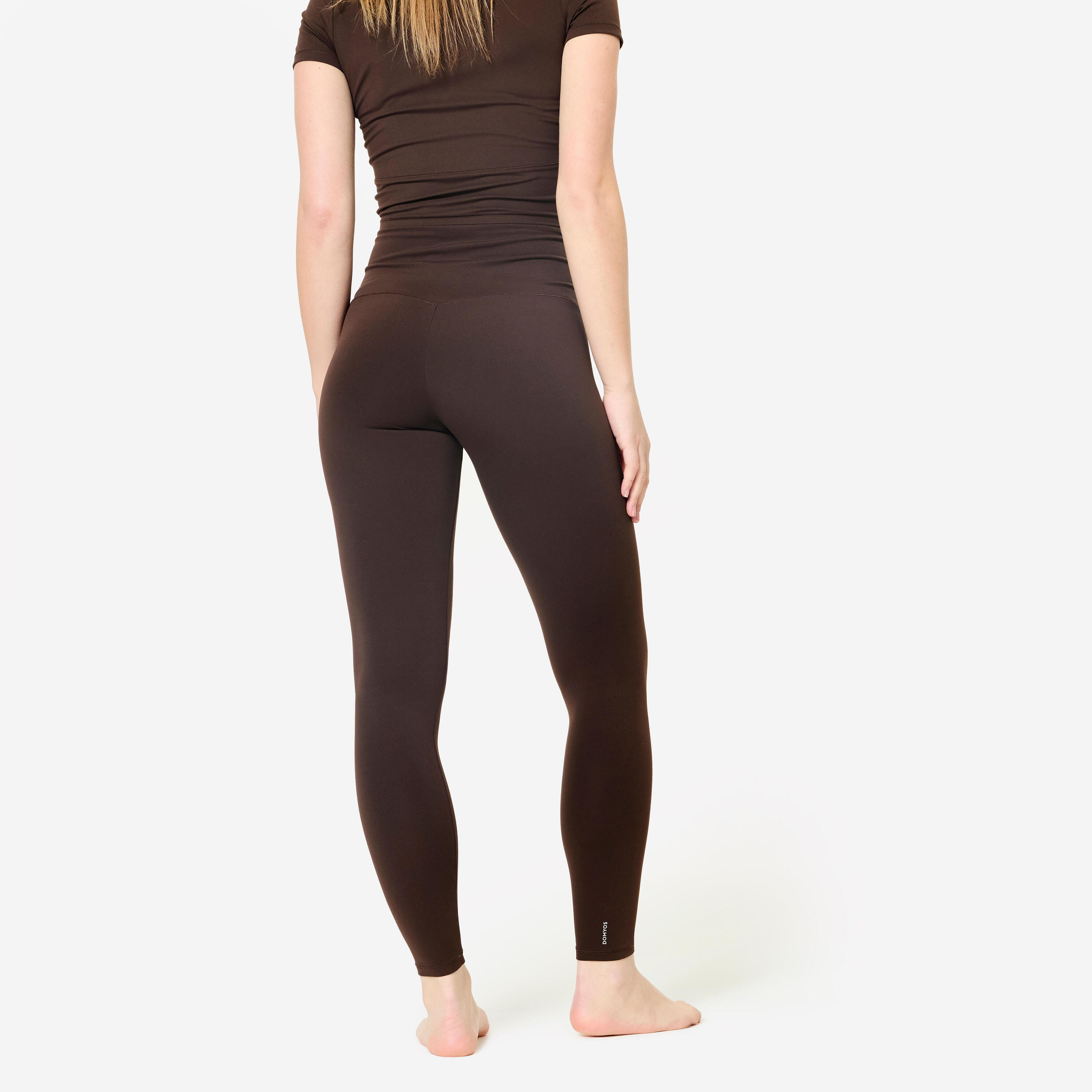 Legging de yoga / pilates extensible femme, Breathe marron 4/9