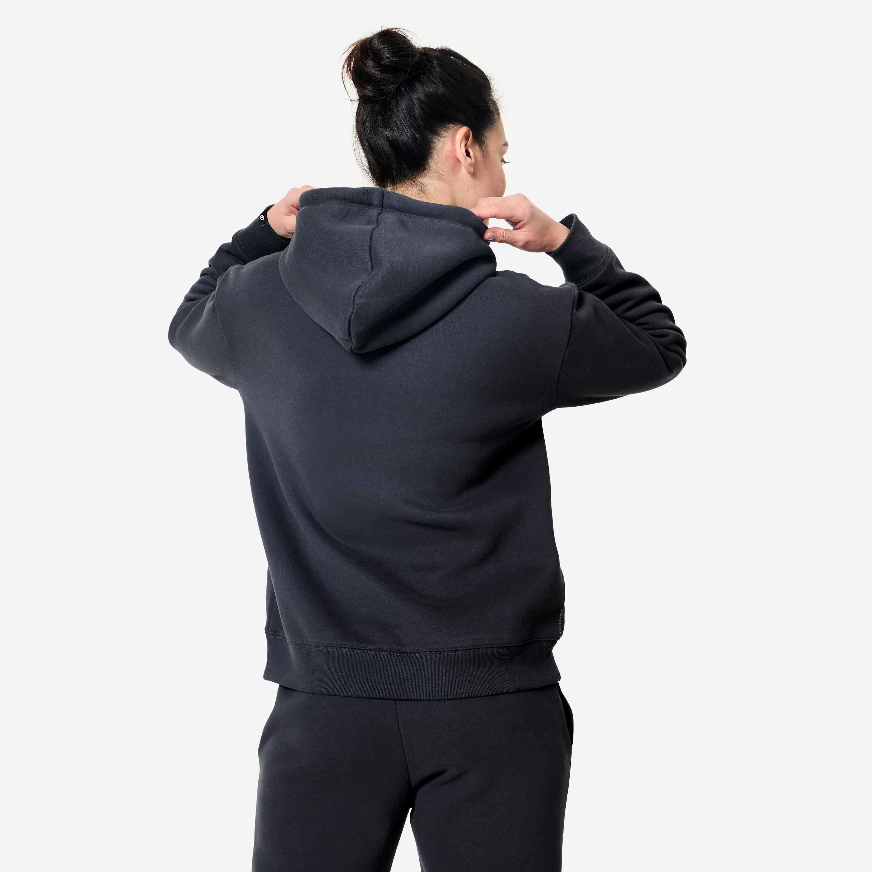 Warme fitnesshoodie voor dames grijs 4/8