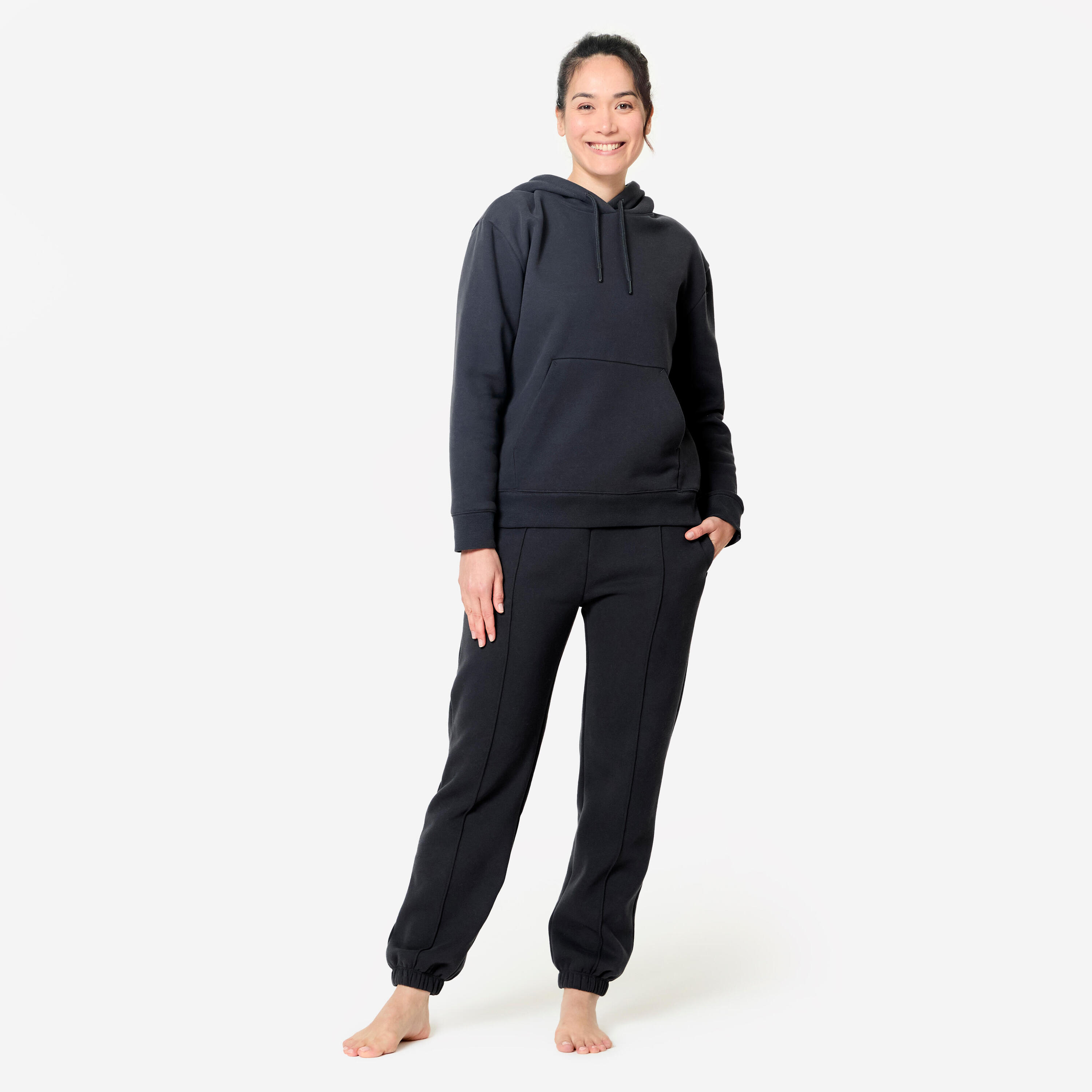 Warme fitnesshoodie voor dames grijs 2/8