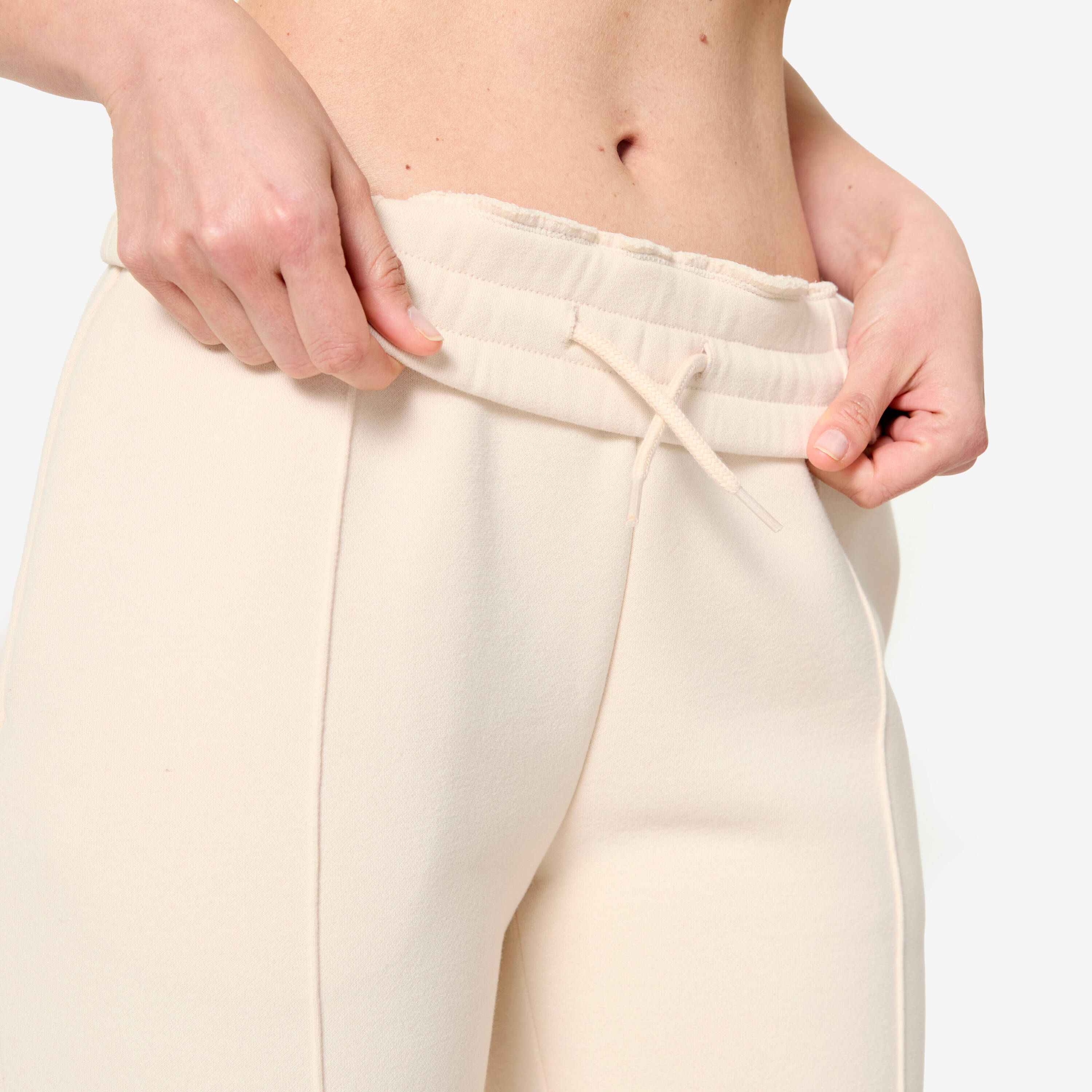 Women's fitness fleece warm pant, beige -  4