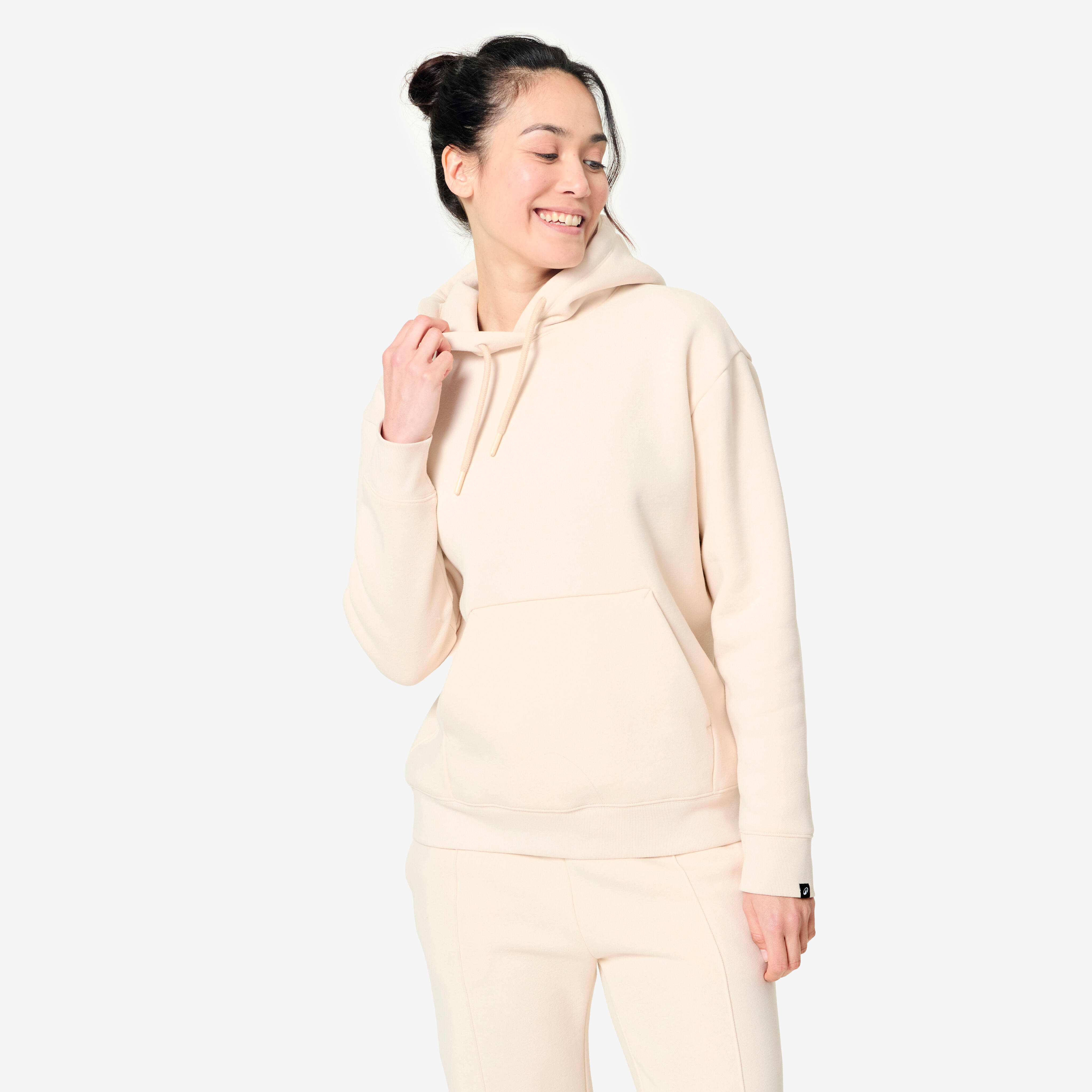 Women's Fitness warm Hoodie, cream beige