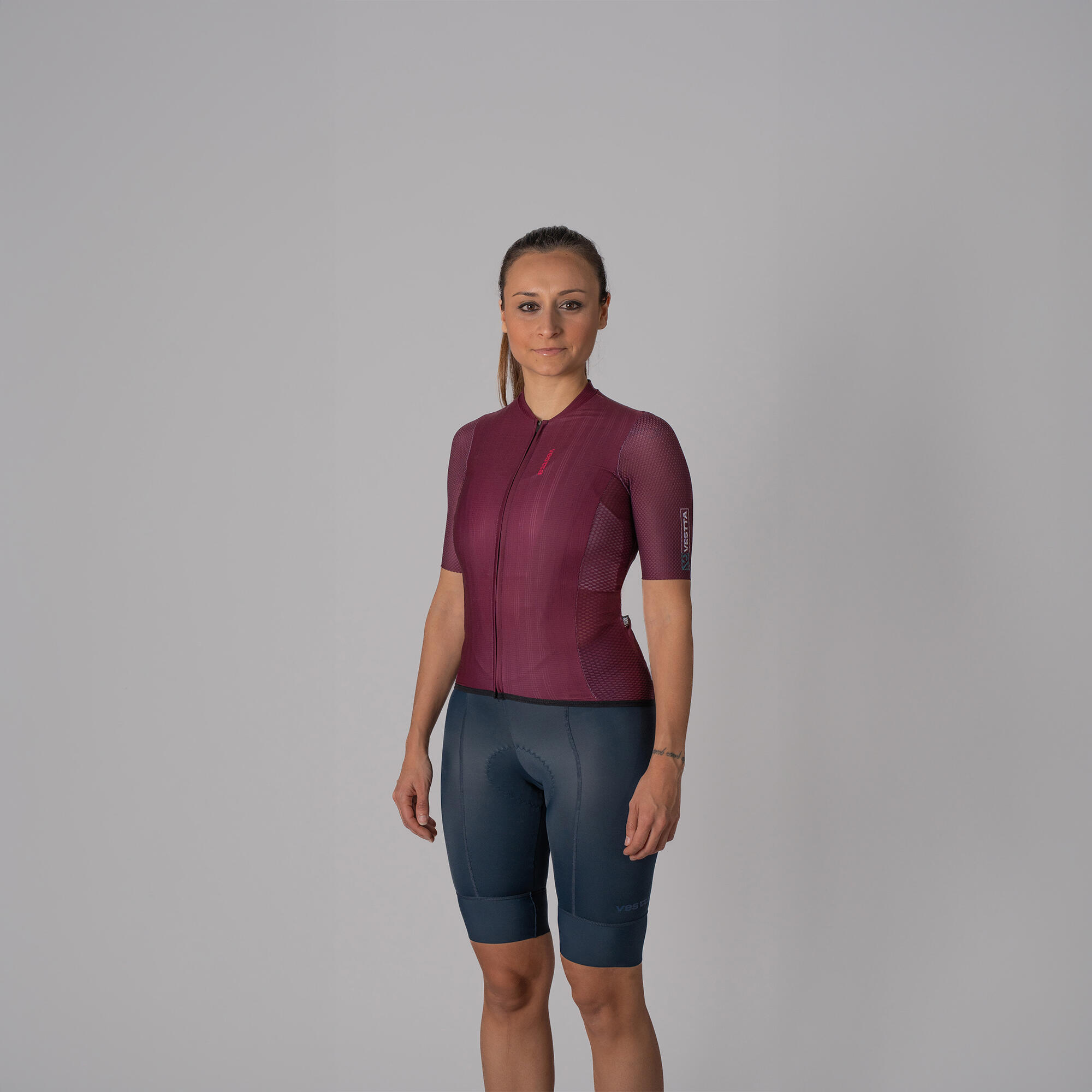 Maillot ciclismo manga corta Vestta Pro Plus Ruby burdeos 5/8
