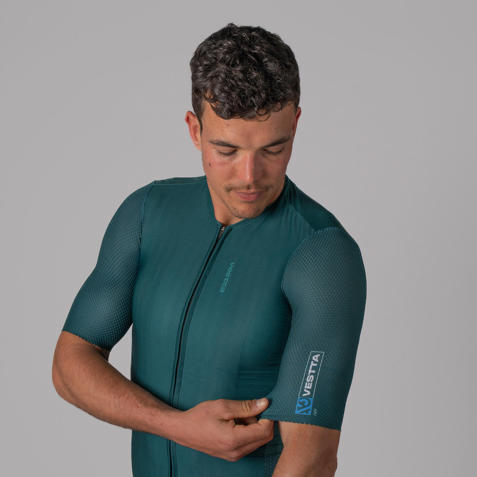 Maillot ciclismo manga corta Vestta Pro Plus Jade verde 3/8