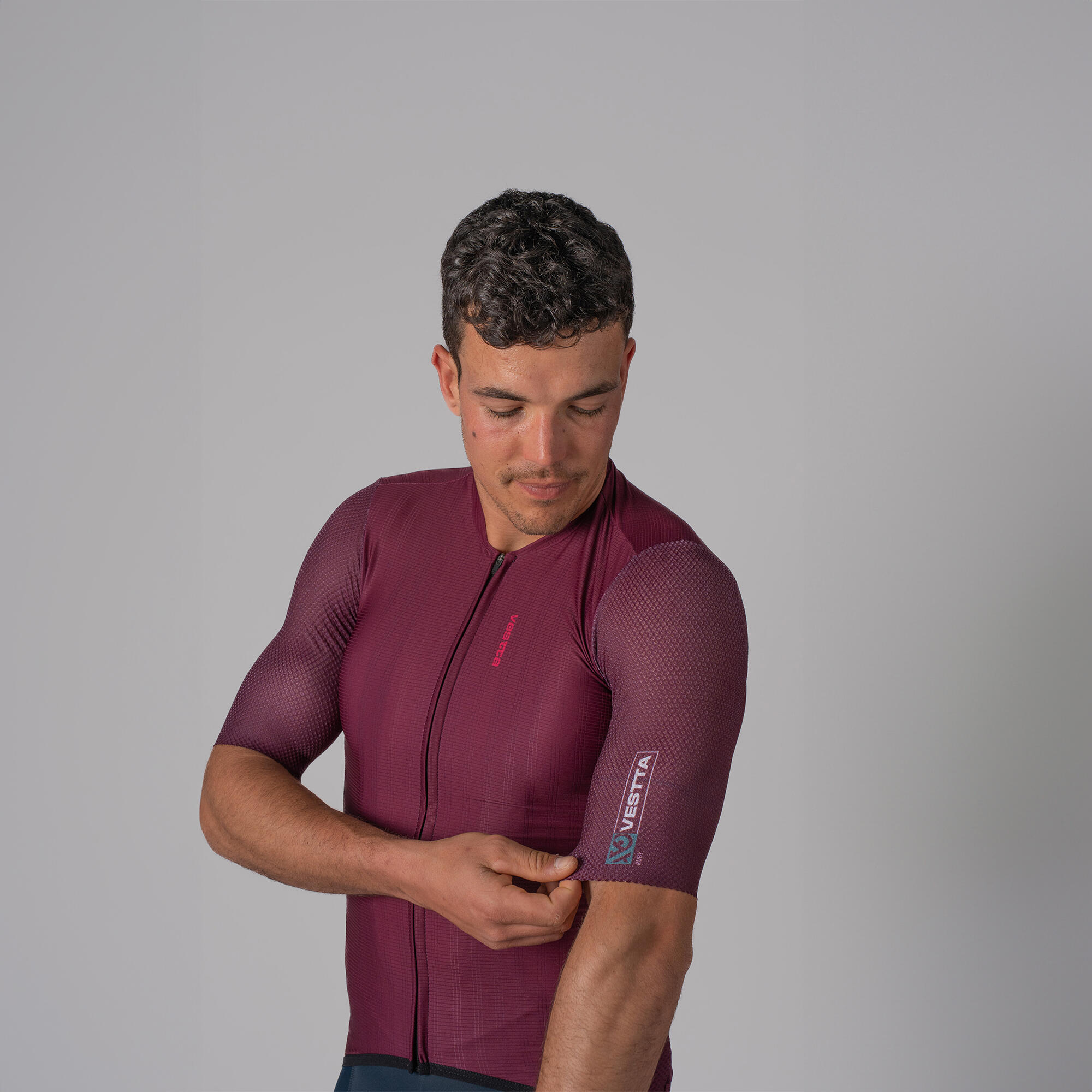 Maillot ciclismo manga corta Vestta Pro Plus Ruby burdeos 3/8