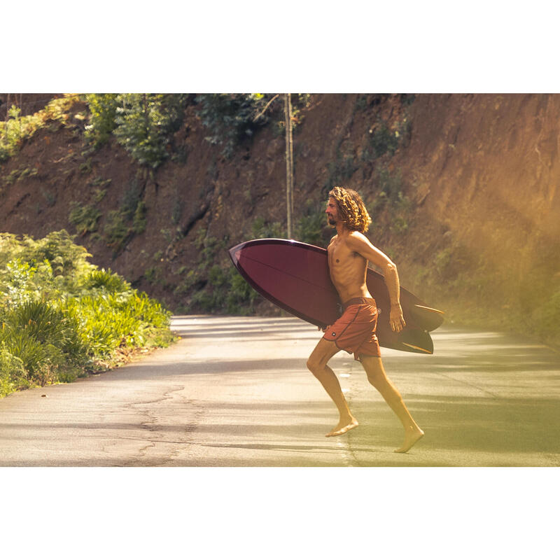 Boardshort surf 500 Long 18" Homme - Sober Bordeaux Marron sépia