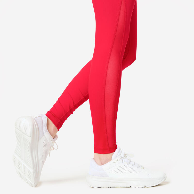 Colanți fitness respiranți cu talie înaltă și inserție din mesh Roșu Damă