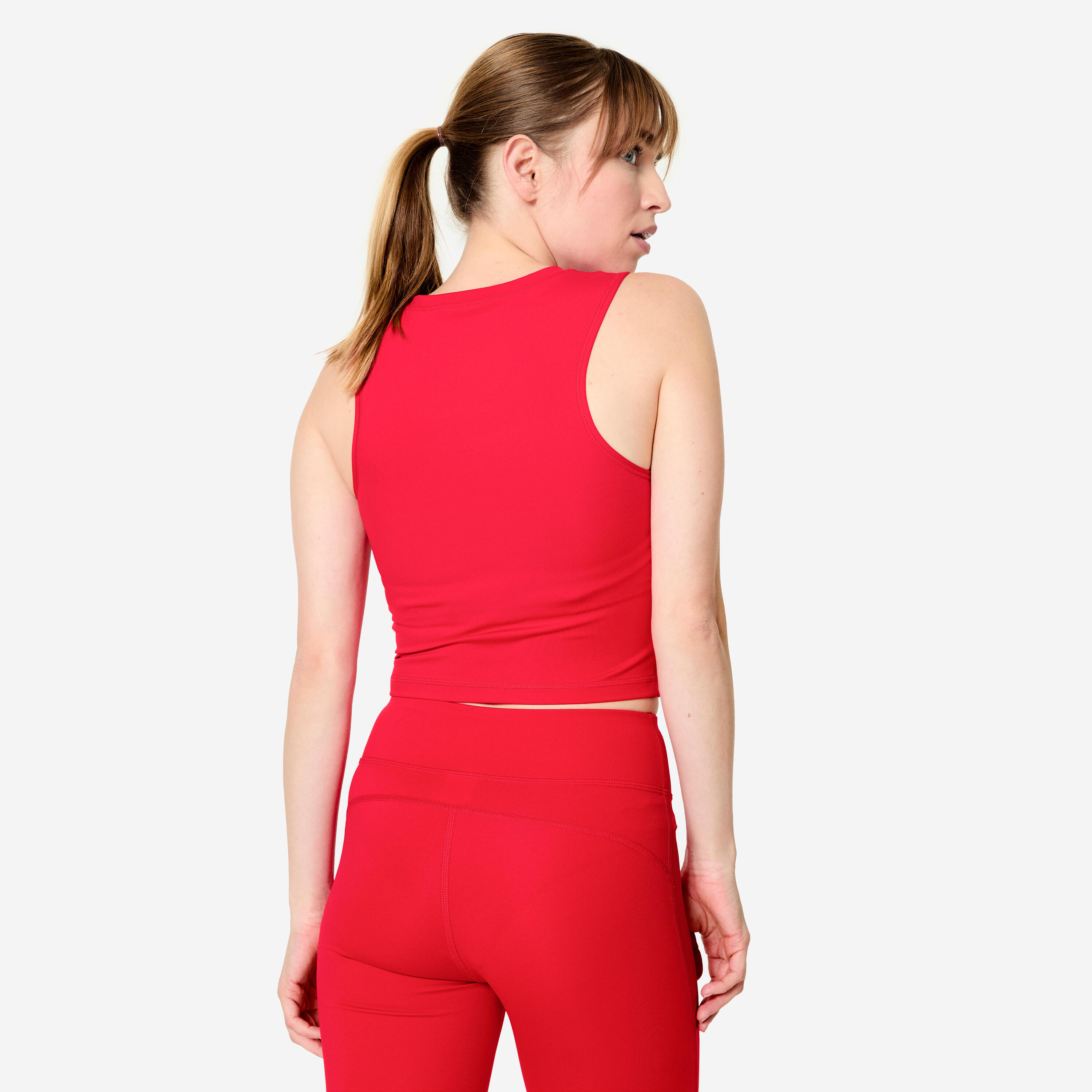Canotta donna palestra slim fit cropped traspirante rossa