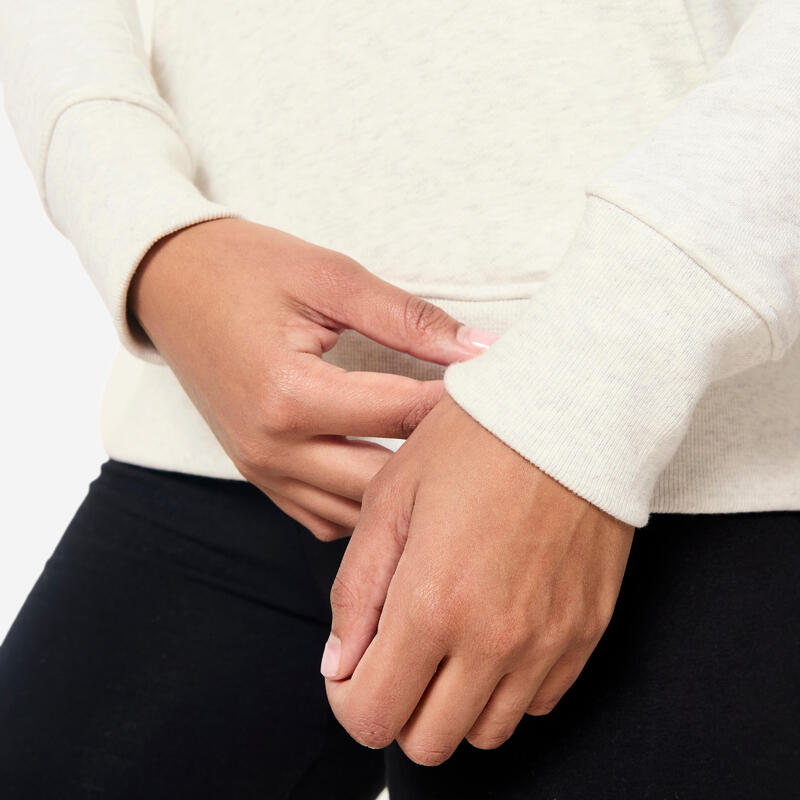 Sweatshirt com Capuz de Algodão Fitness Mulher, Branco