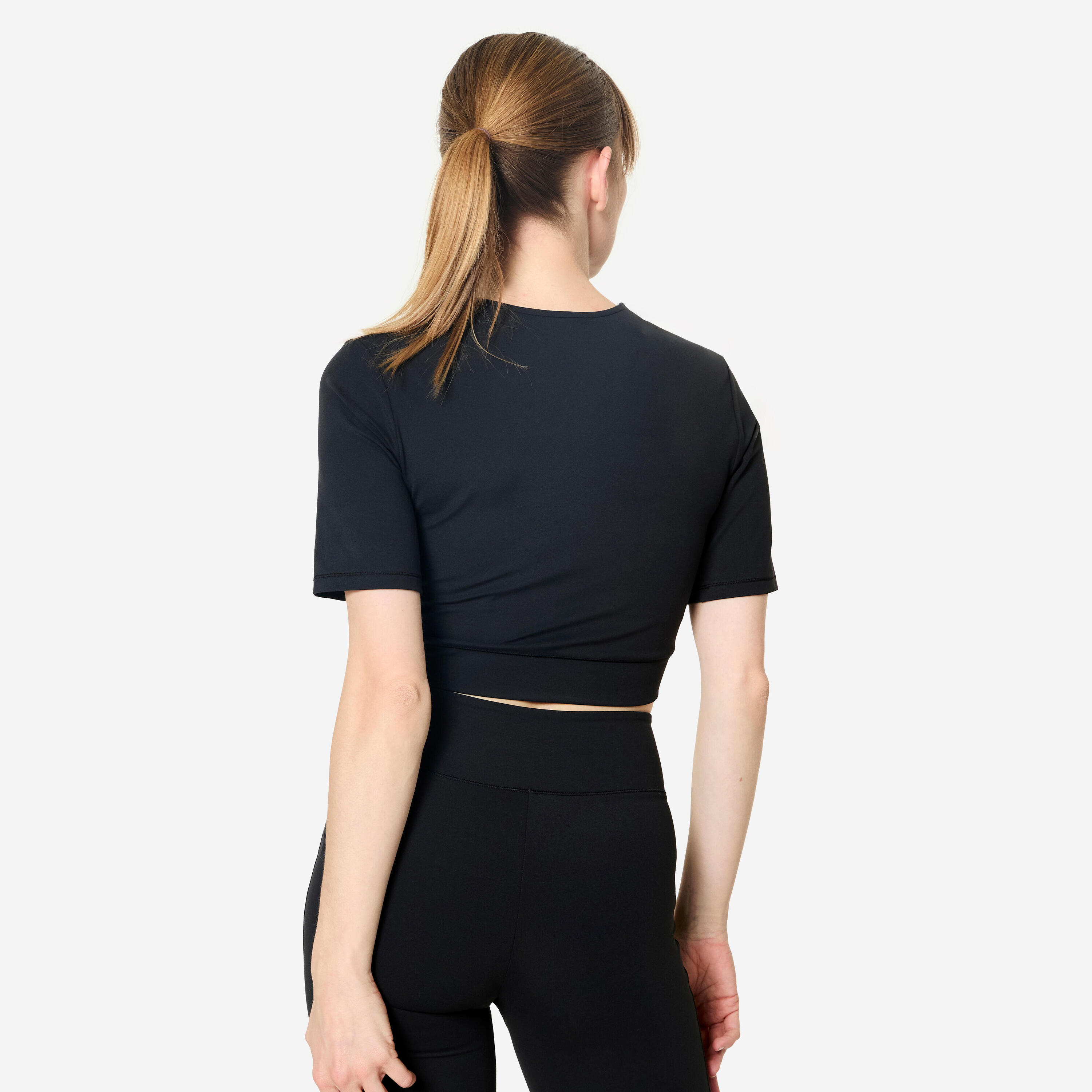 Tee-shirt de fitness crop croisé, femme 3/6
