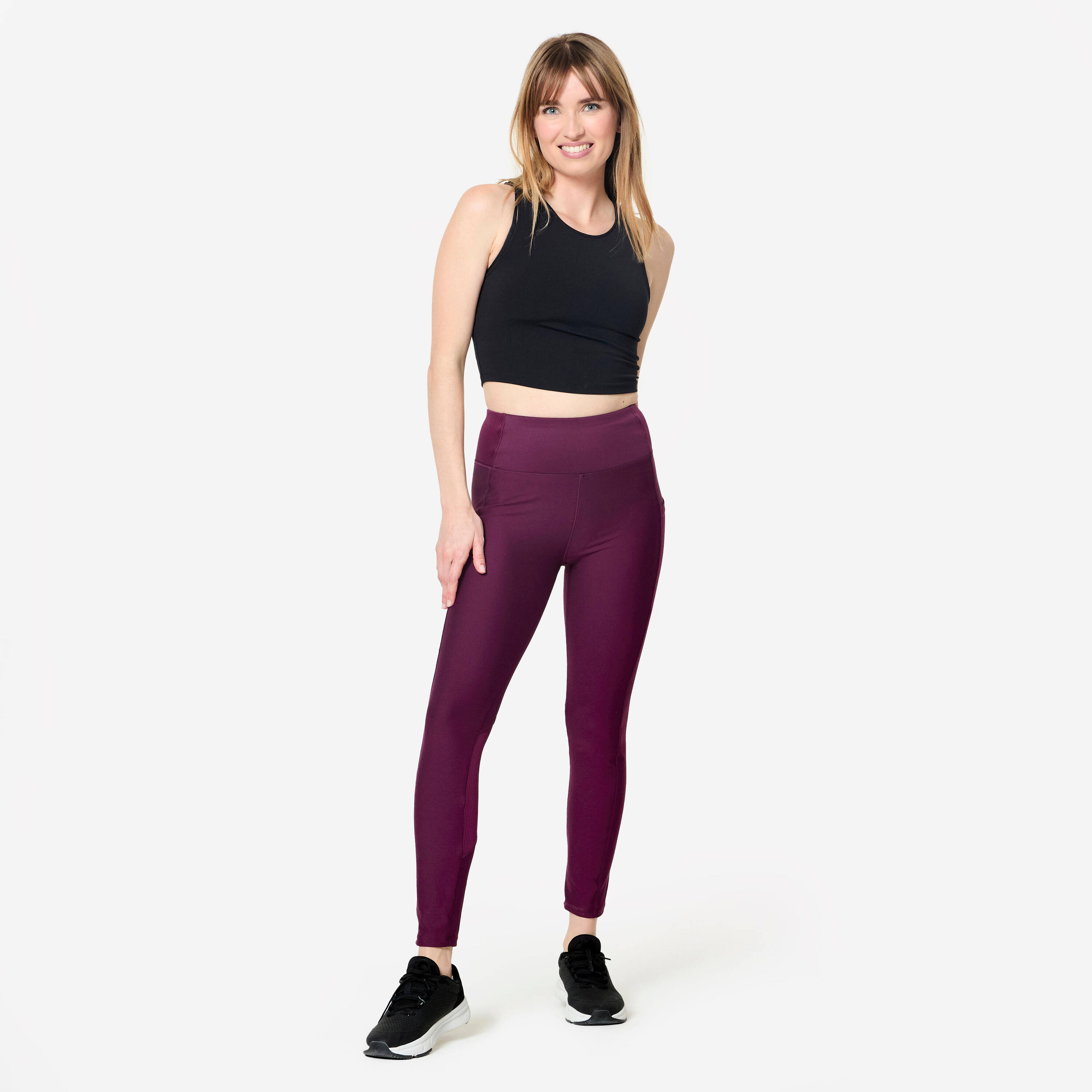 Women's Fitness Leggings with Phone Pocket - Dark Purple -  3