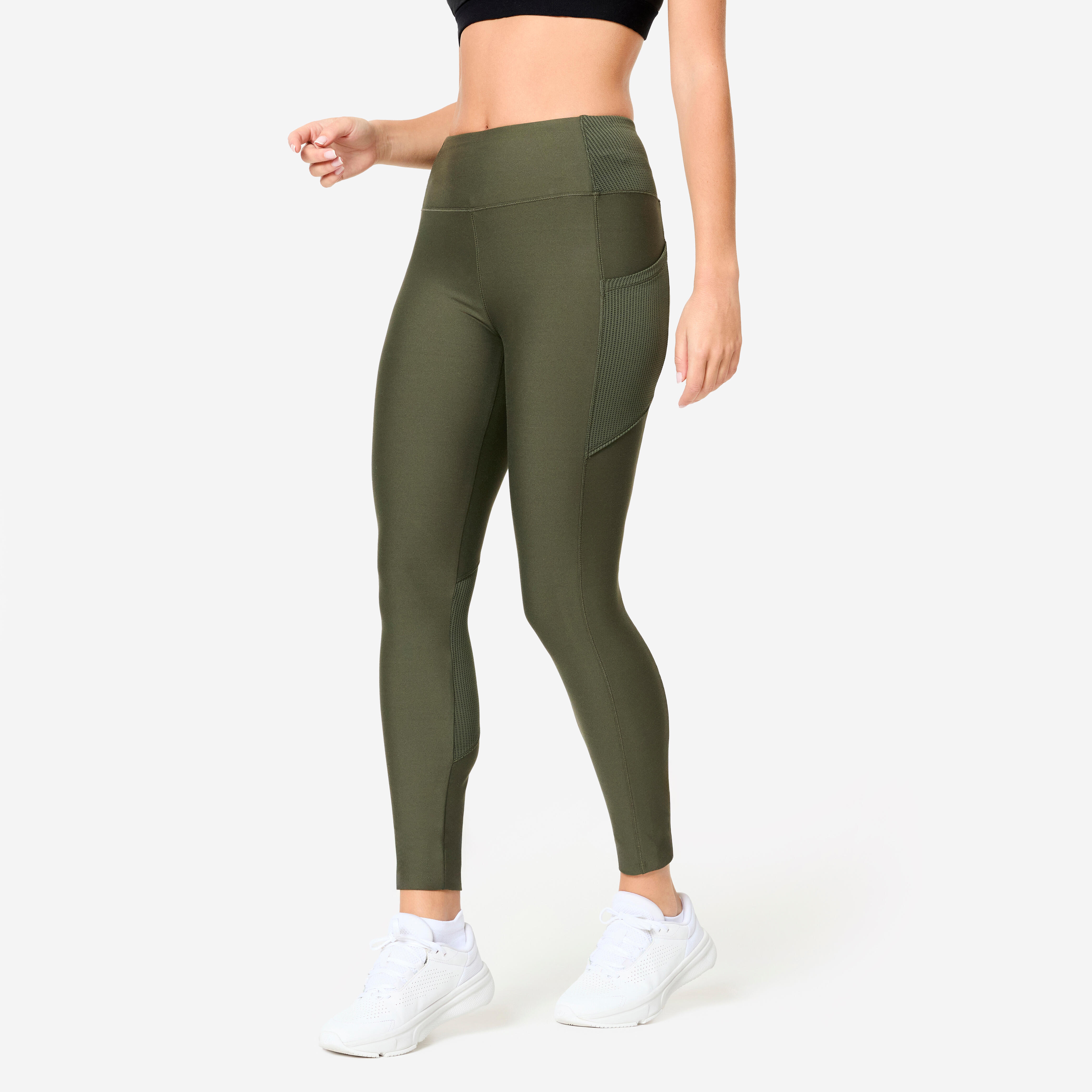 Women's Fitness Leggings with Phone Pocket - Khaki Green-image-12