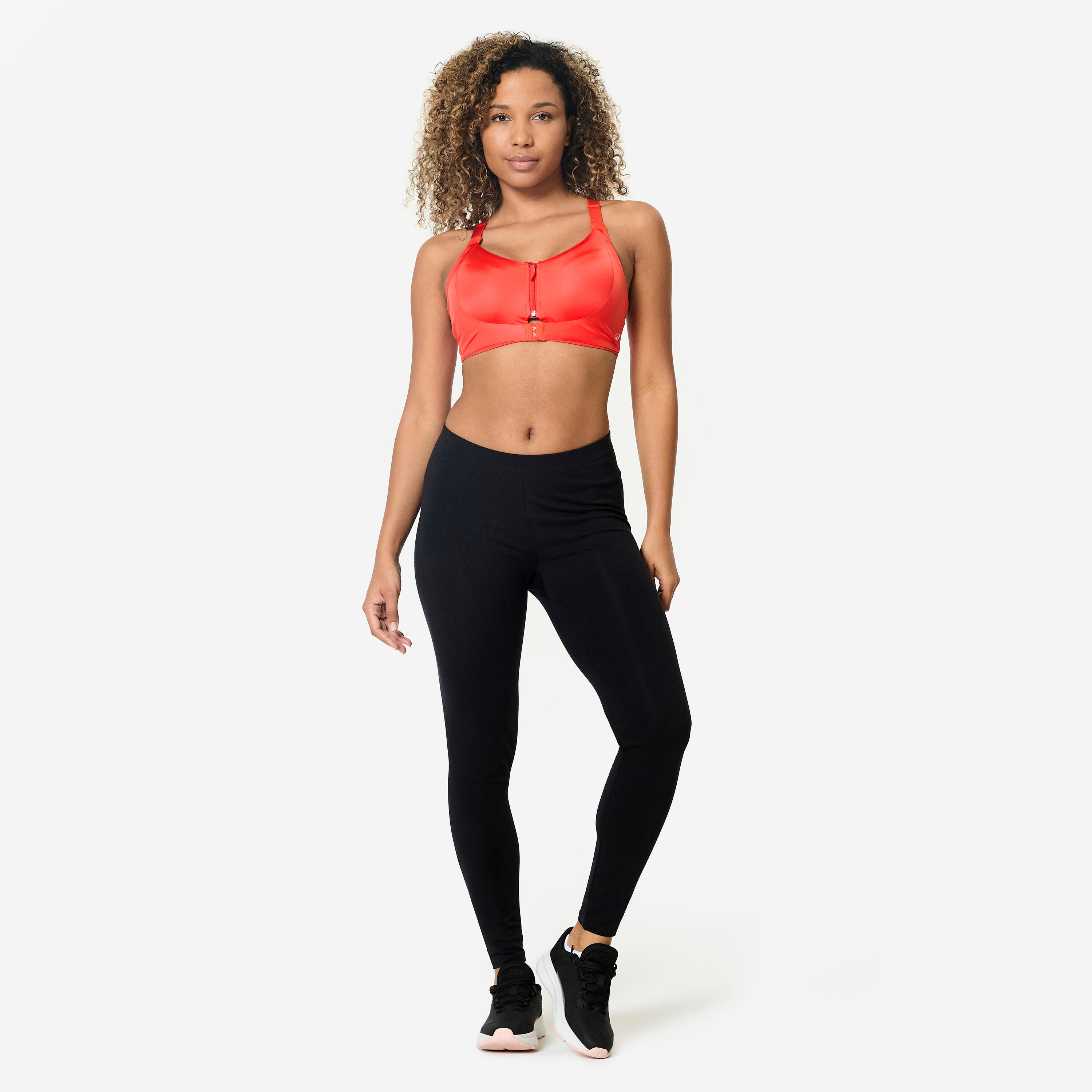 Reggiseno sportivo donna palestra traspirante zip frontale sostegno alto rosso 2/7