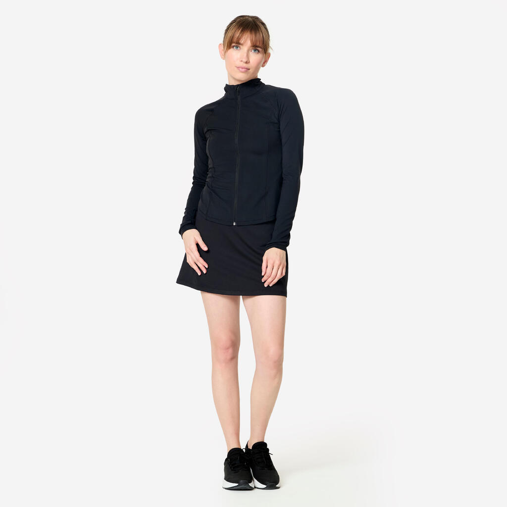 Women's Slim-Fit Zip-Up Fitness Jacket - Black