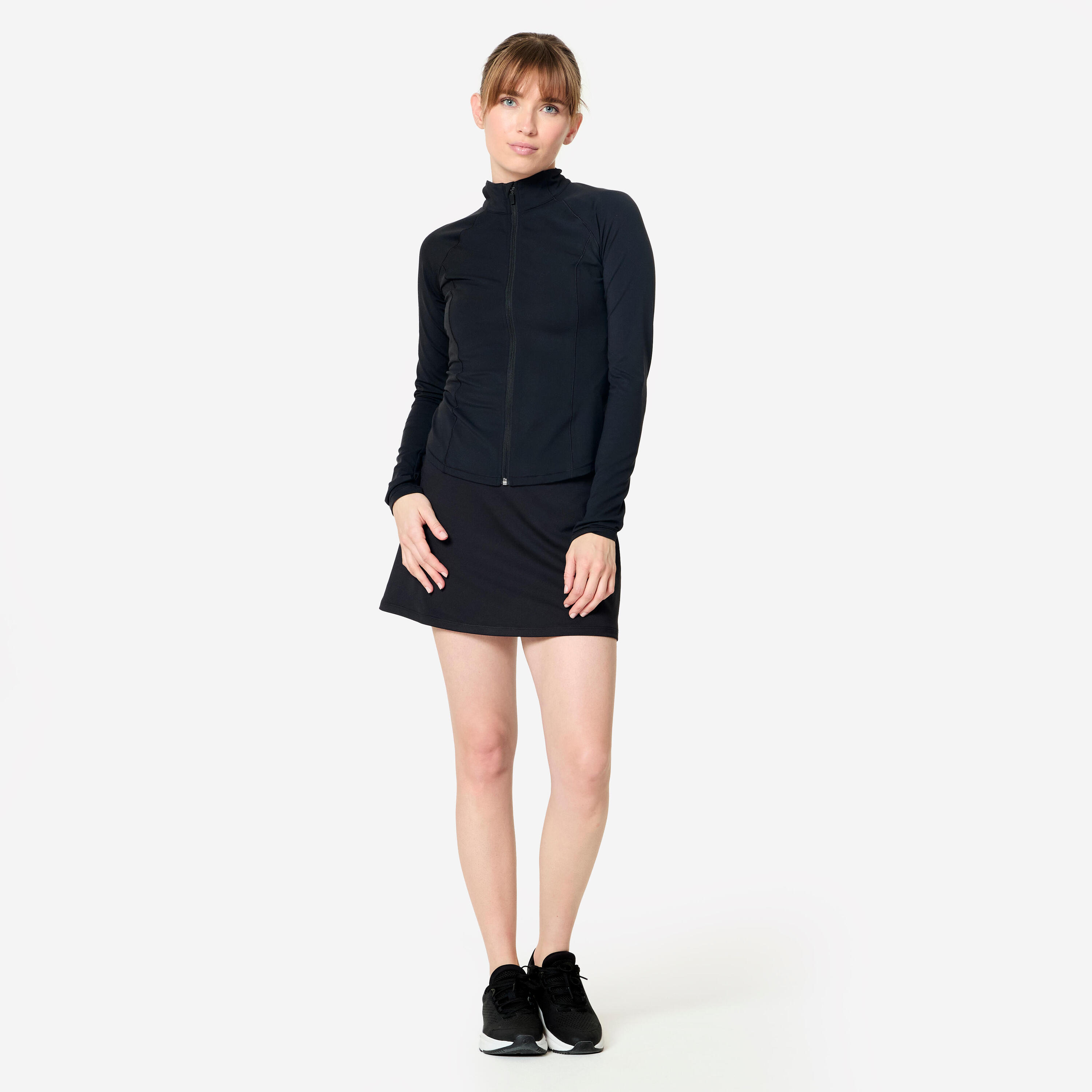 Veste de fitness zippée cintrée femme, noir 2/7