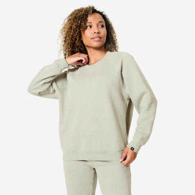 Felpa donna palestra girocollo pesante verde