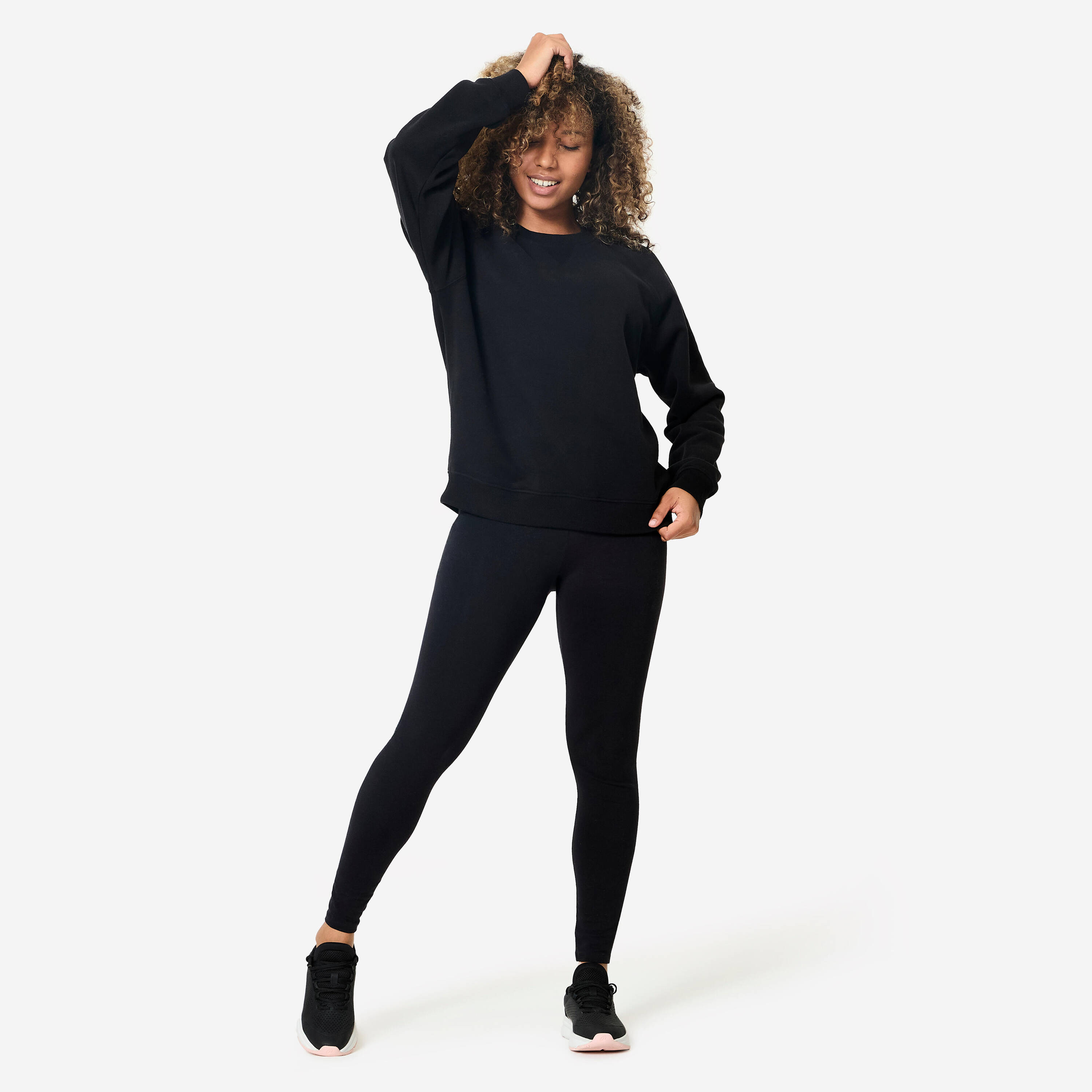 Women's Fitness Brushed Fleece Sweatshirt - Black -  3