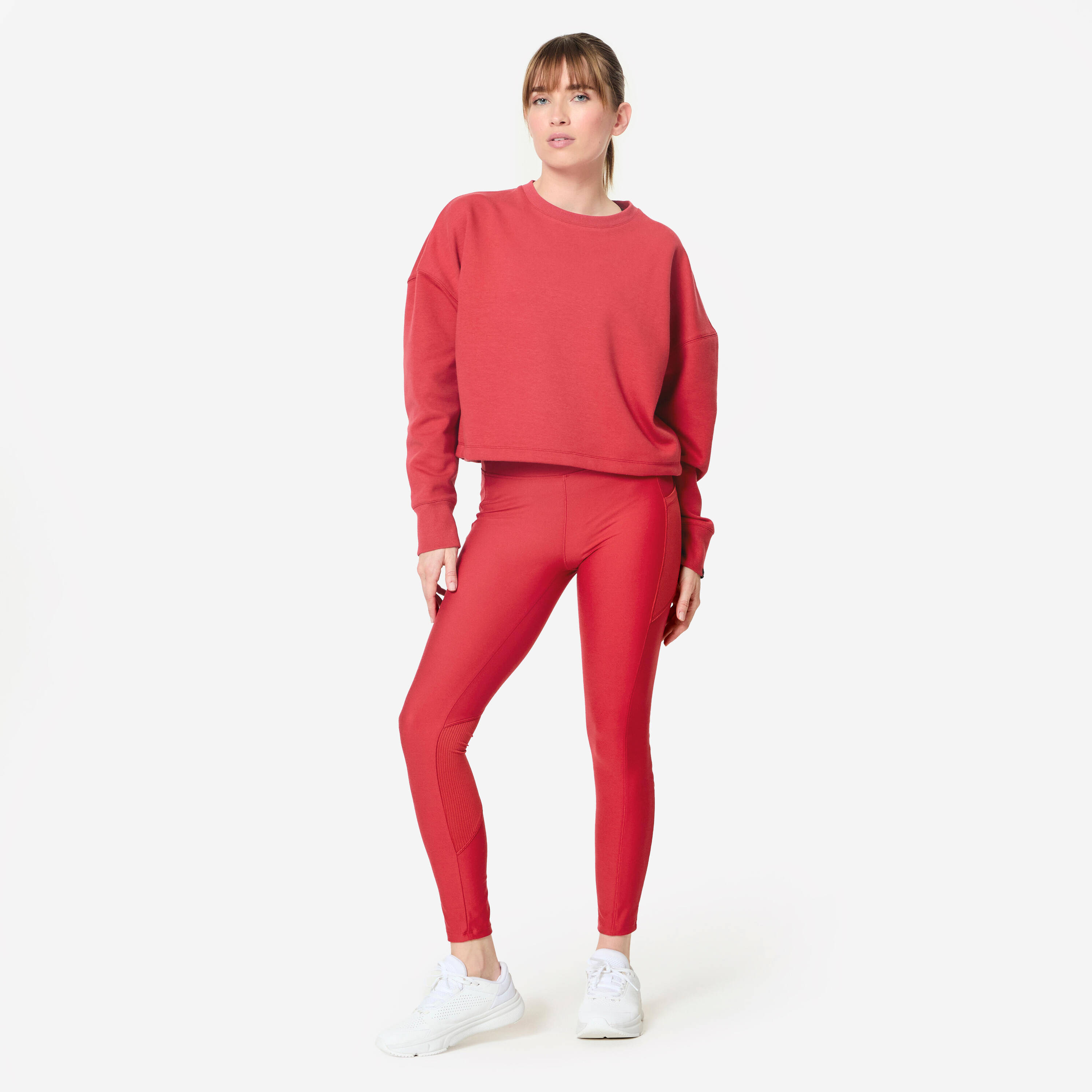 Women's Fitness Leggings with Phone Pocket - Dark Red -  3