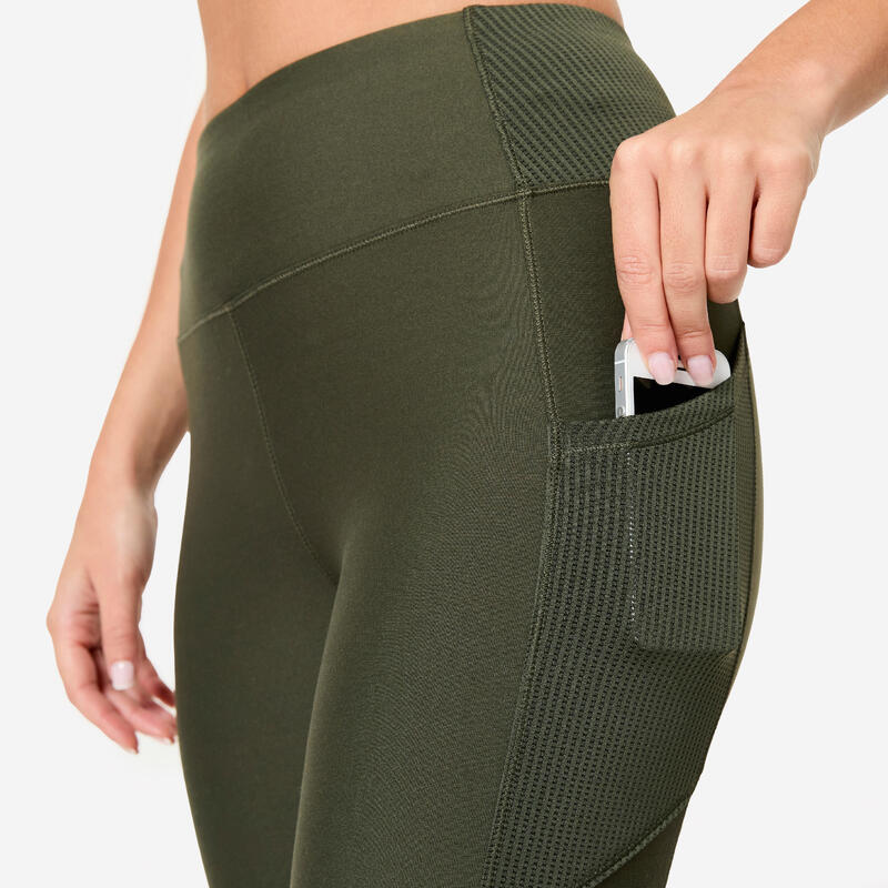 Colanți Fitness cu buzunar pentru telefon Verde Kaki Damă