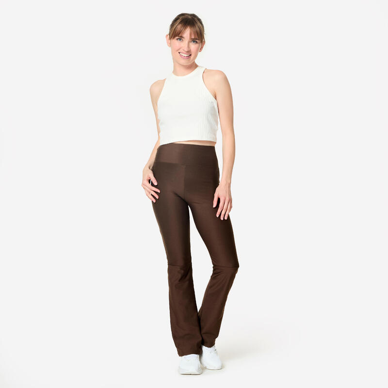 Legging de fitness bas droit femme, marron