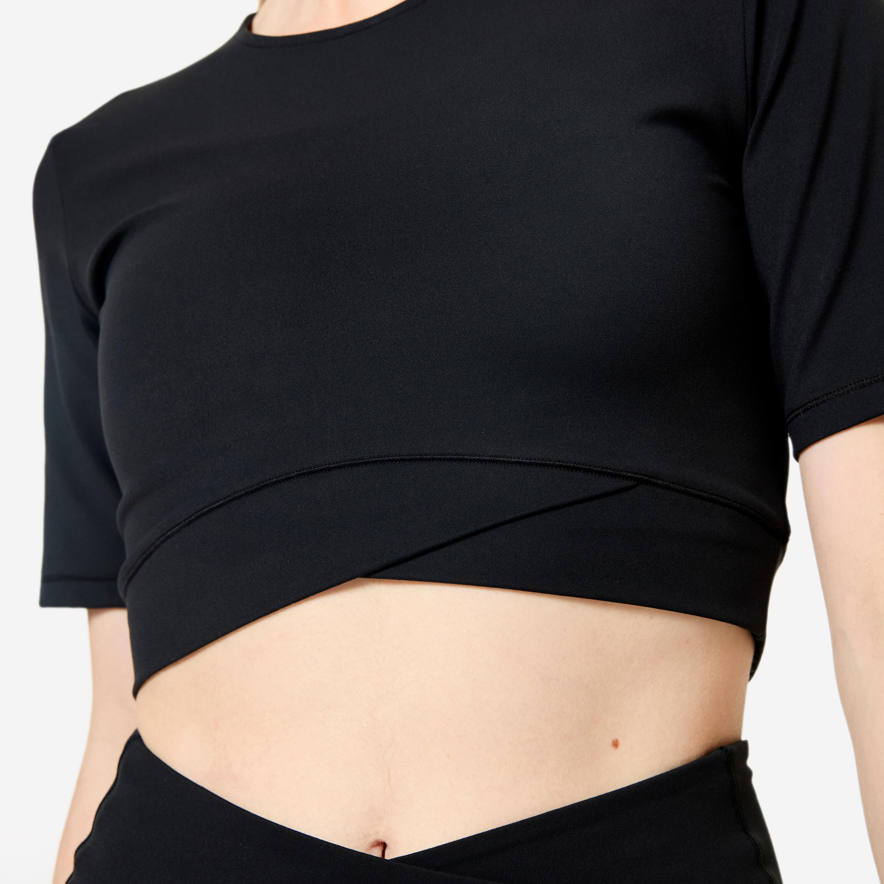Tee-shirt de fitness crop croisé, femme 4/6