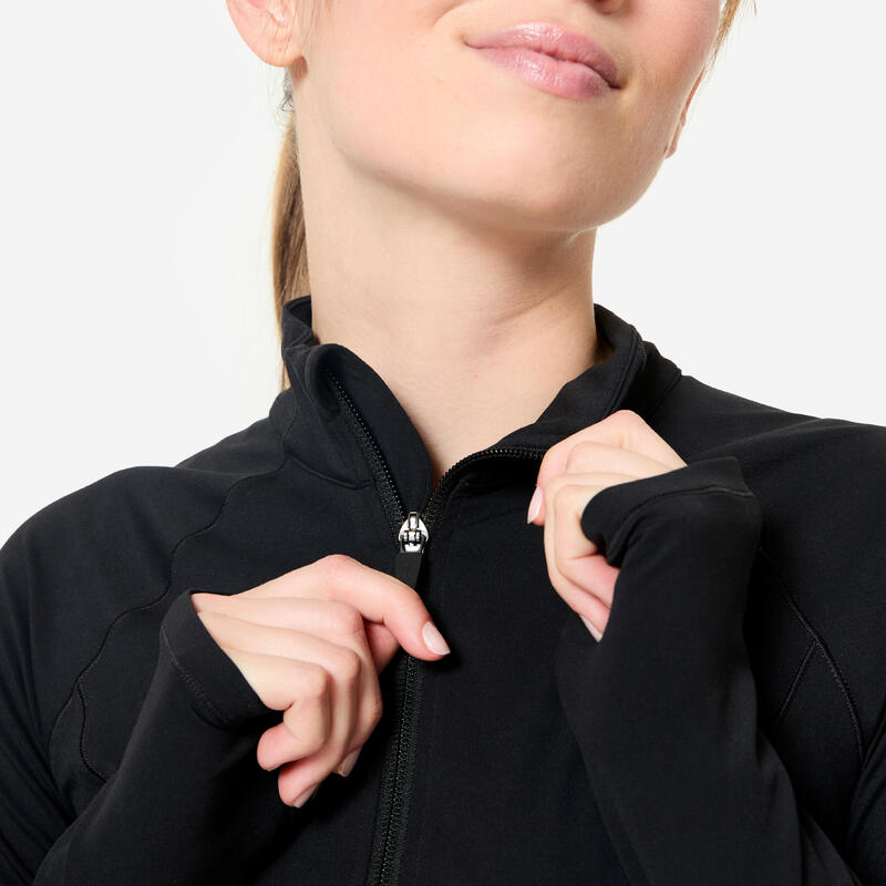 Geacă de fitness cu fermoar Negru Damă