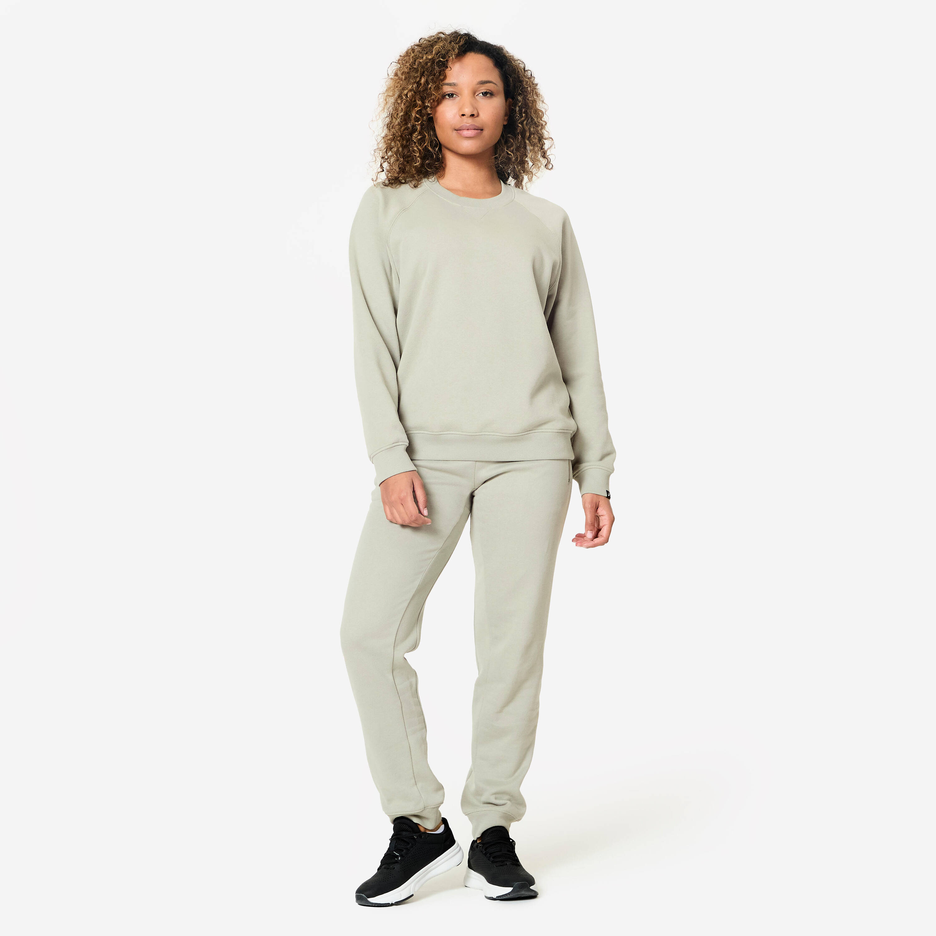 Women's Fitness Brushed Fleece Sweatshirt - Sage Green -  3