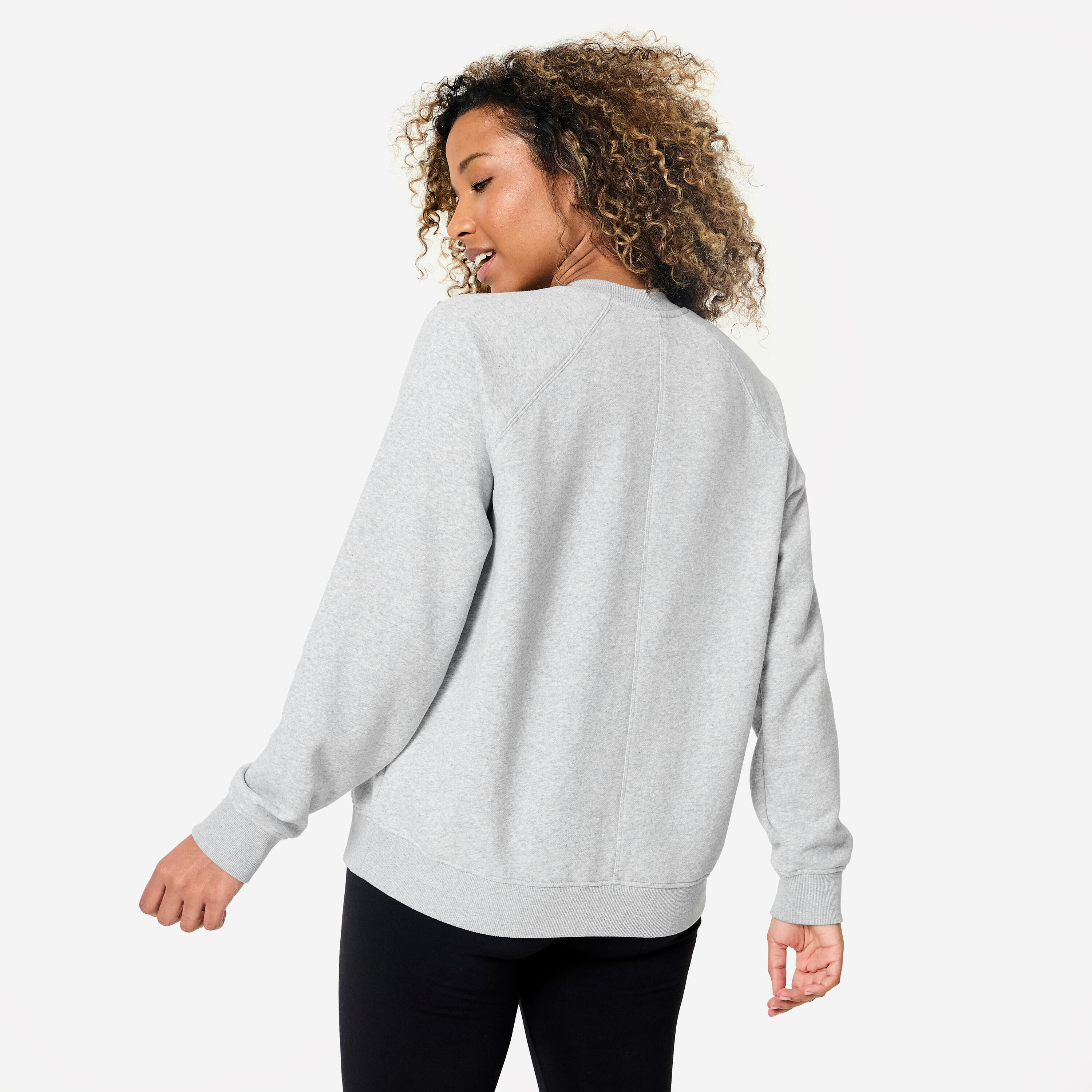 Sweat de fitness en molleton femme, gris 3/10