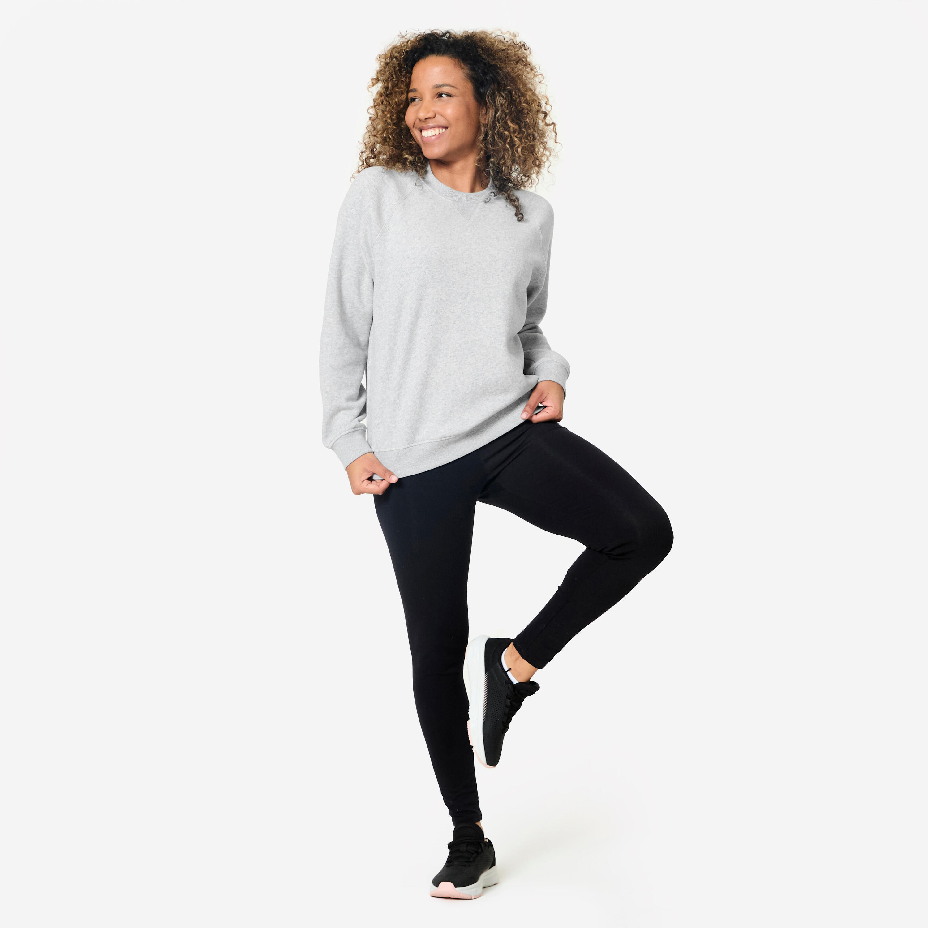 Sweat de fitness en molleton femme, gris 2/10