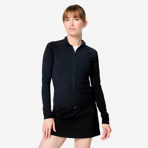 Chaqueta Fitness Mujer Negro Cremallera Corte Ajustado