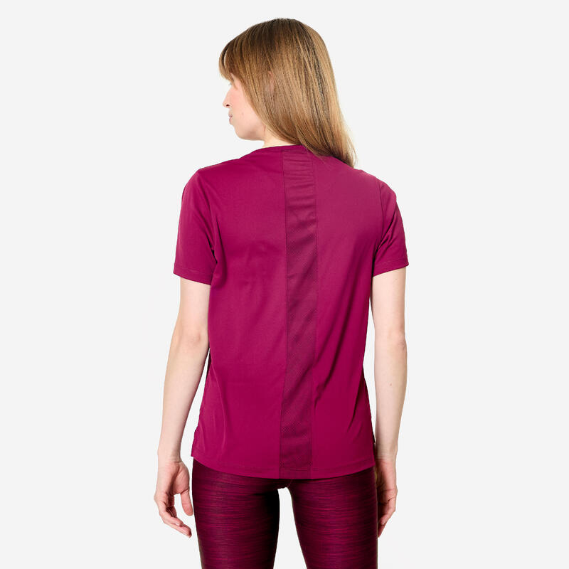 Tricou de fitness cu mânecă scurtă, Bordo, Damă