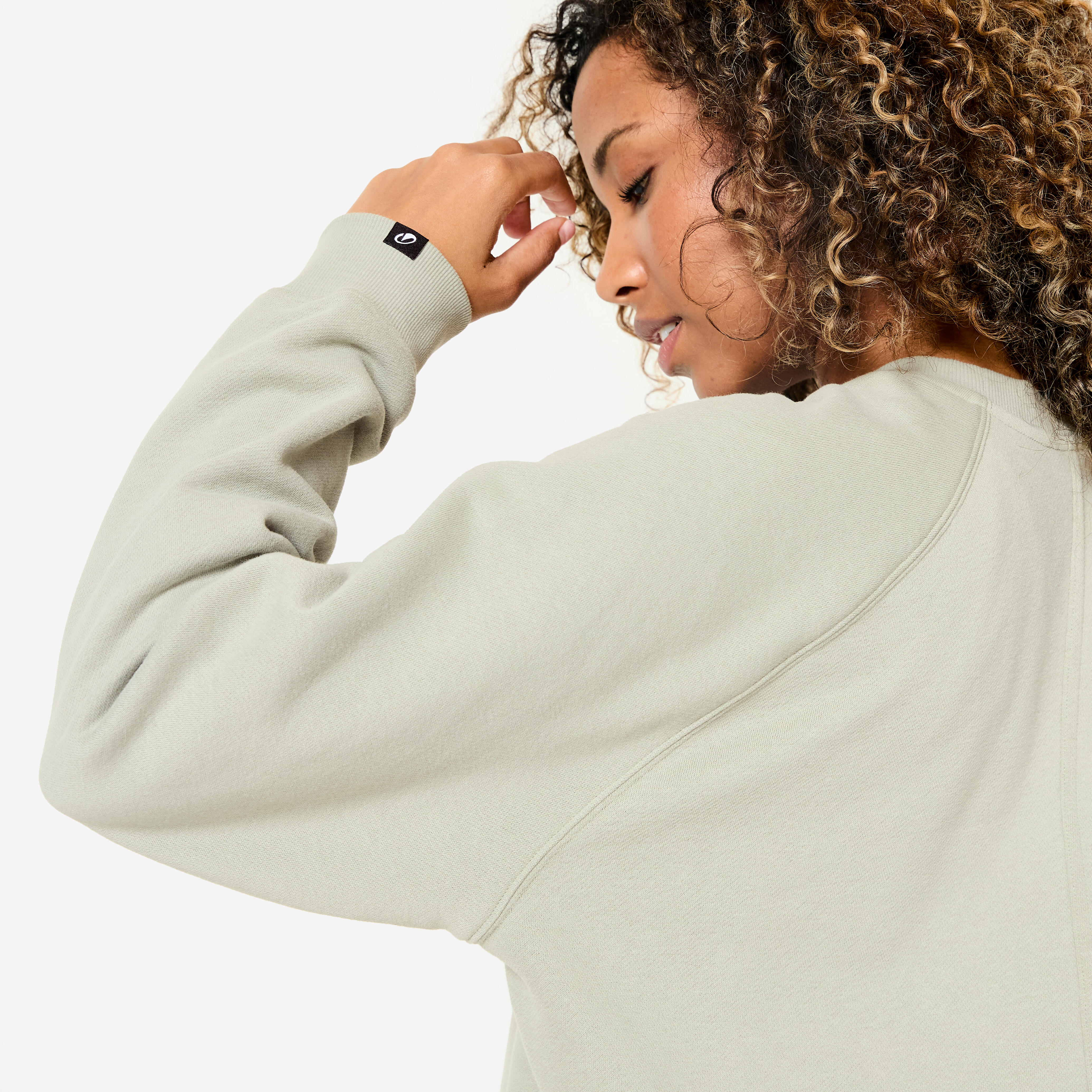 Women's Fitness Brushed Fleece Sweatshirt - Sage Green