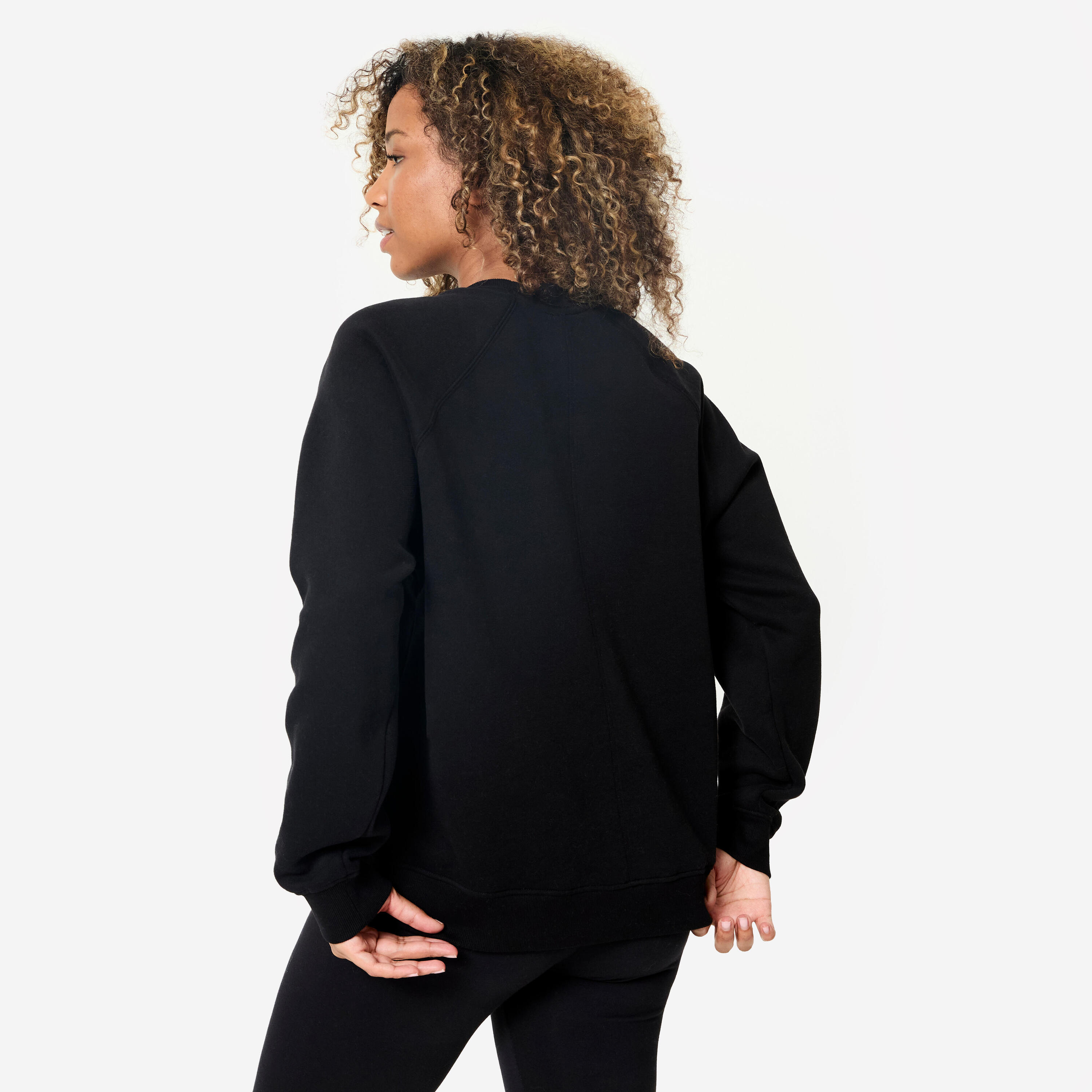 Molton-Fitness-Sweatshirt Damen, schwarz  3/8