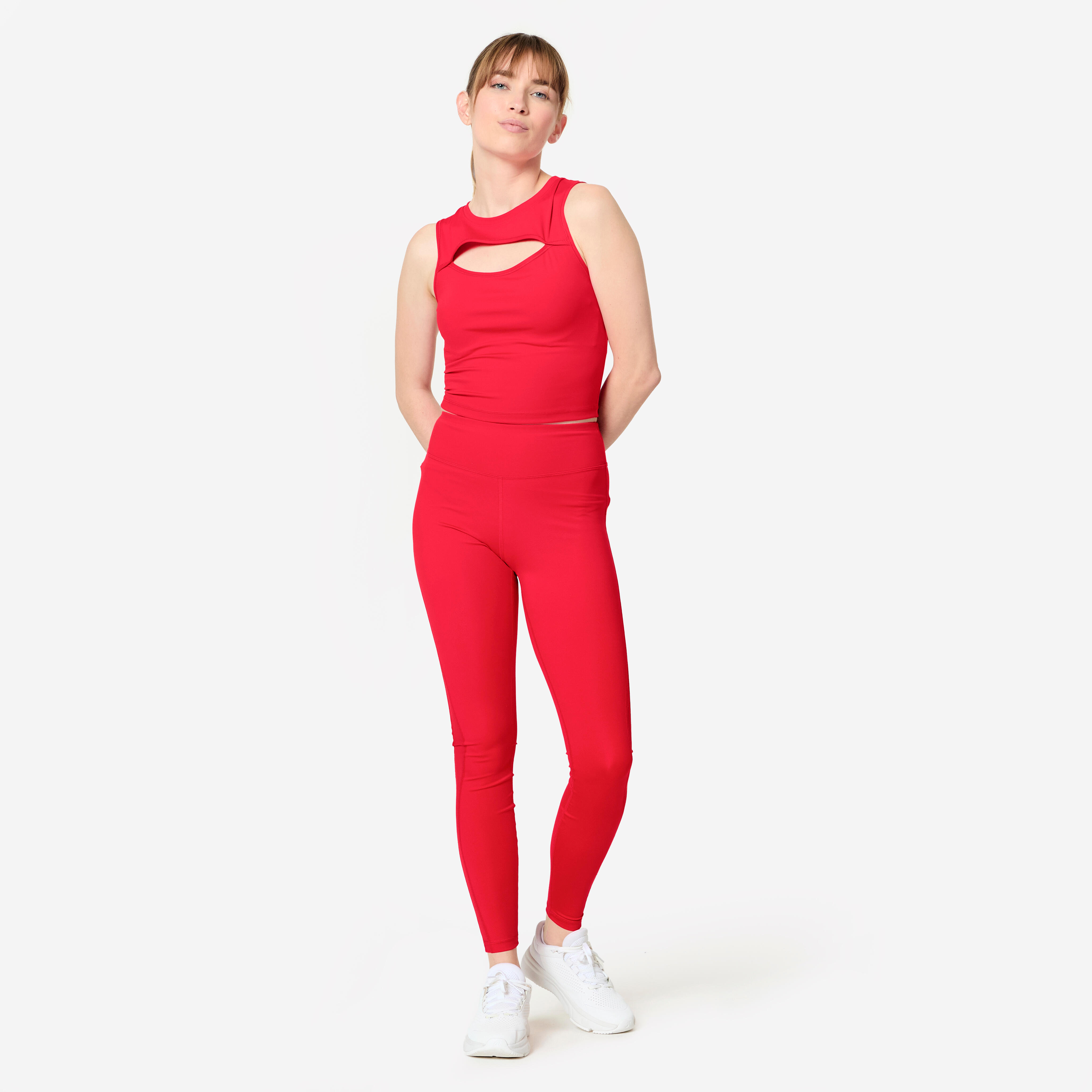 Women's Short Fitness Tank Top with Front Opening - DOMYOS