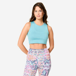 Débardeur crop top fitness femme, bleu