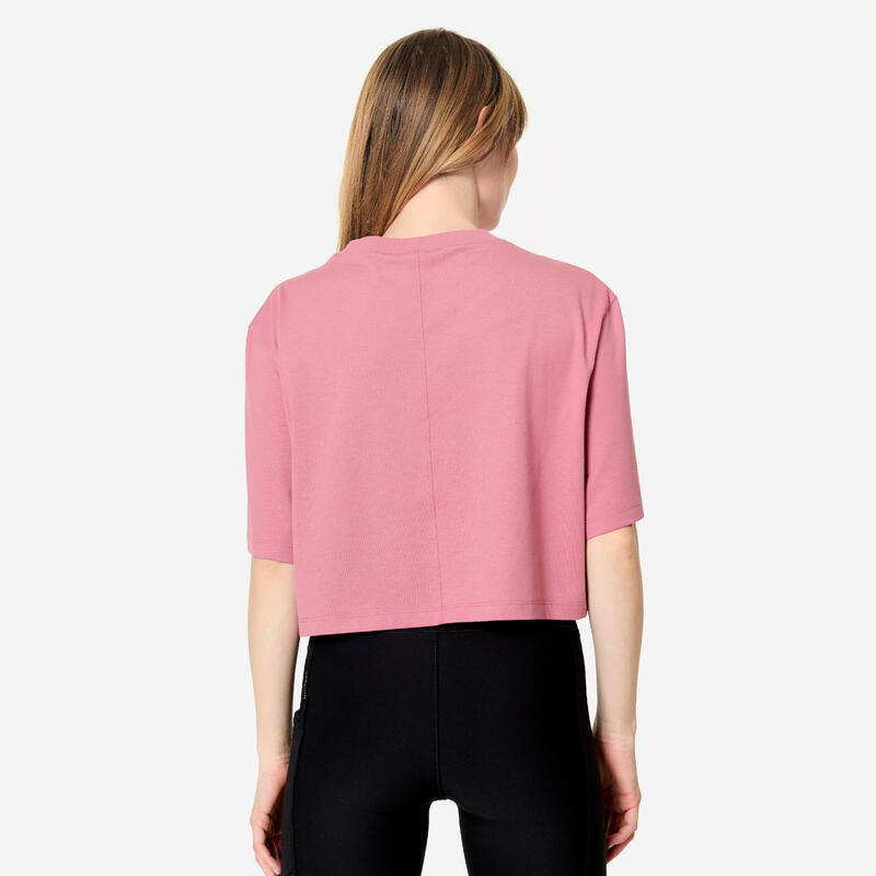 Kadın Crop Kesim Spor Tişörtü - Gülkurusu