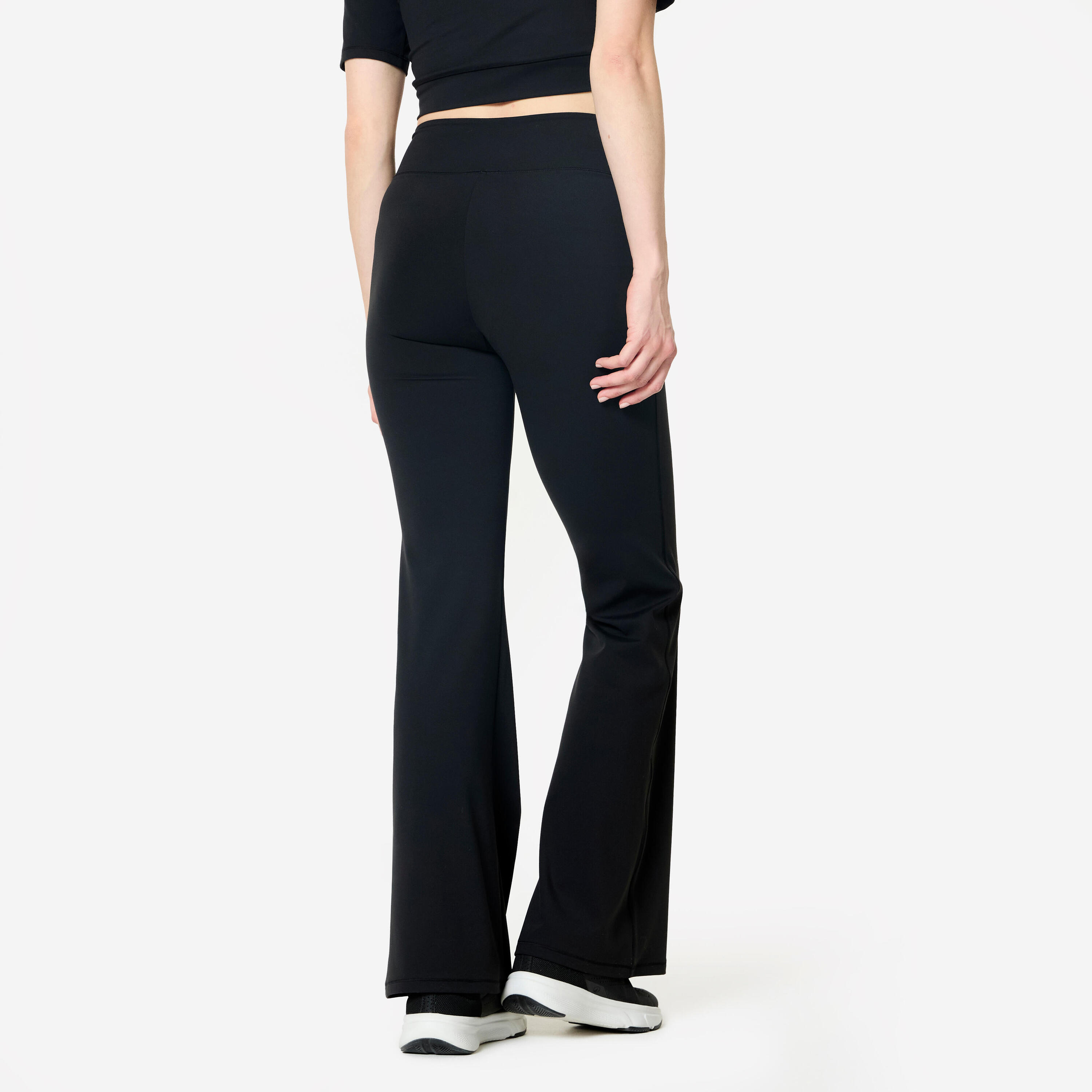 Fitness-Leggings mit Schlag und gekreuztem Bund für Damen, schwarz 3/6