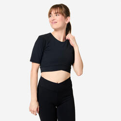 Tee-shirt de fitness crop croisé, femme