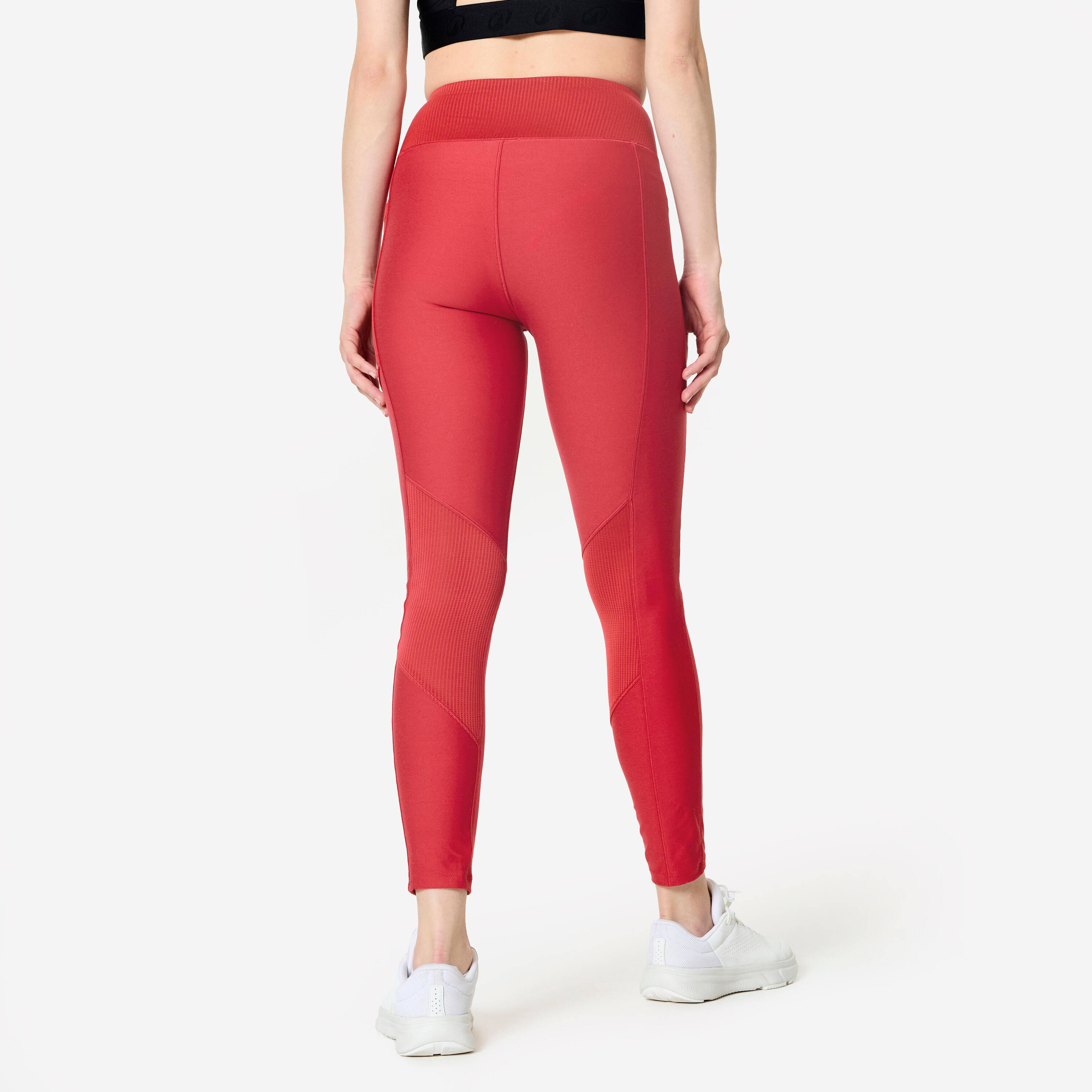 Women's Fitness Leggings with Phone Pocket - Dark Red -  4