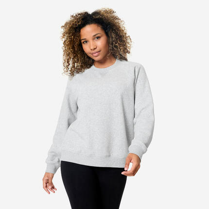 Sweat de fitness en molleton femme, vert sauge