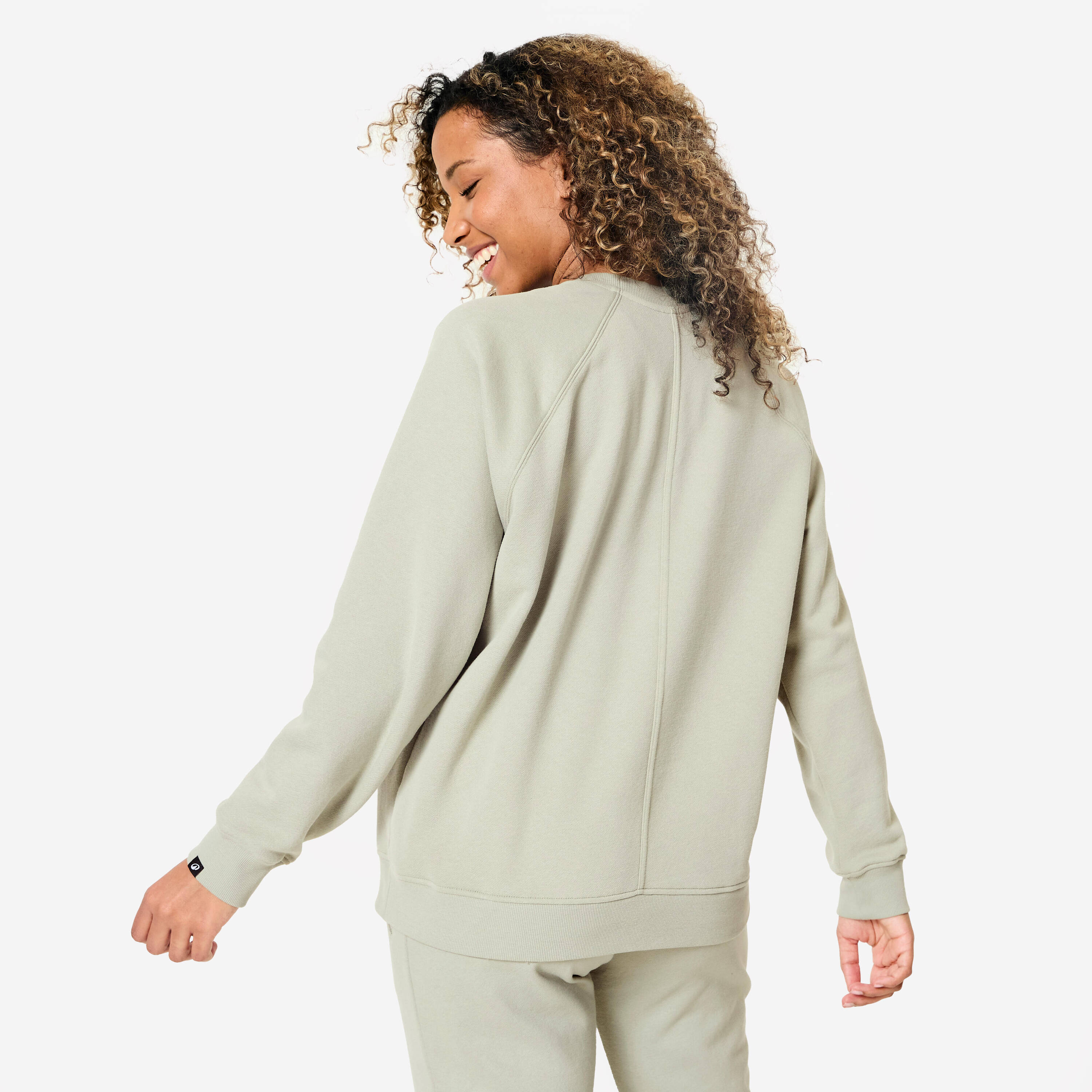 Women's Fitness Brushed Fleece Sweatshirt - Sage Green -  4