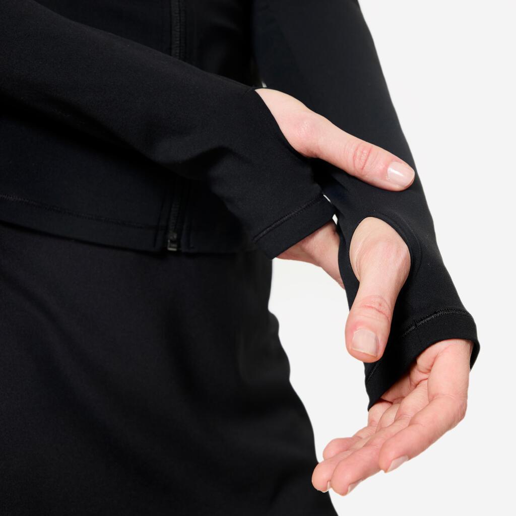 Women's Slim-Fit Zip-Up Fitness Jacket - Black