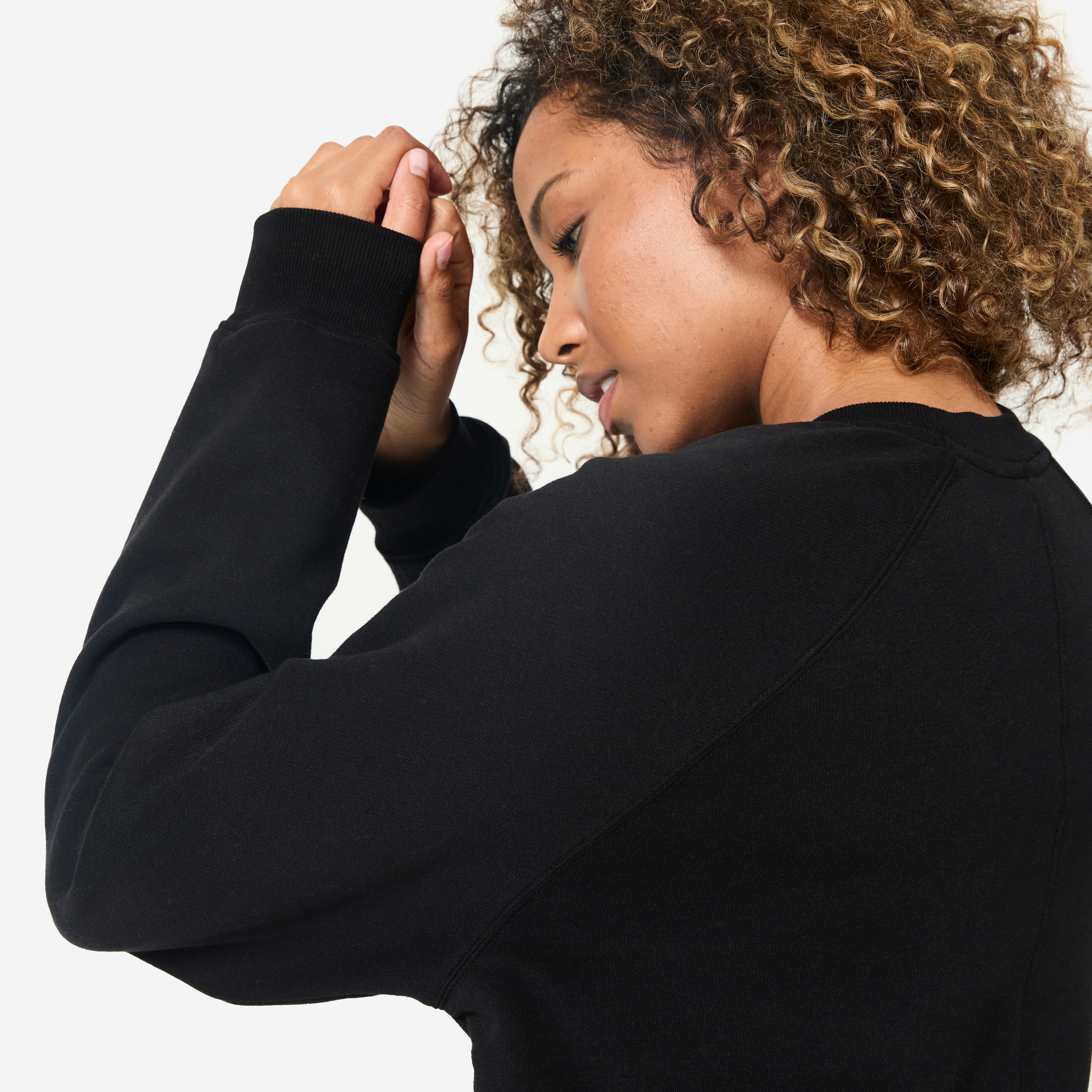 Women's Fitness Brushed Fleece Sweatshirt - Black