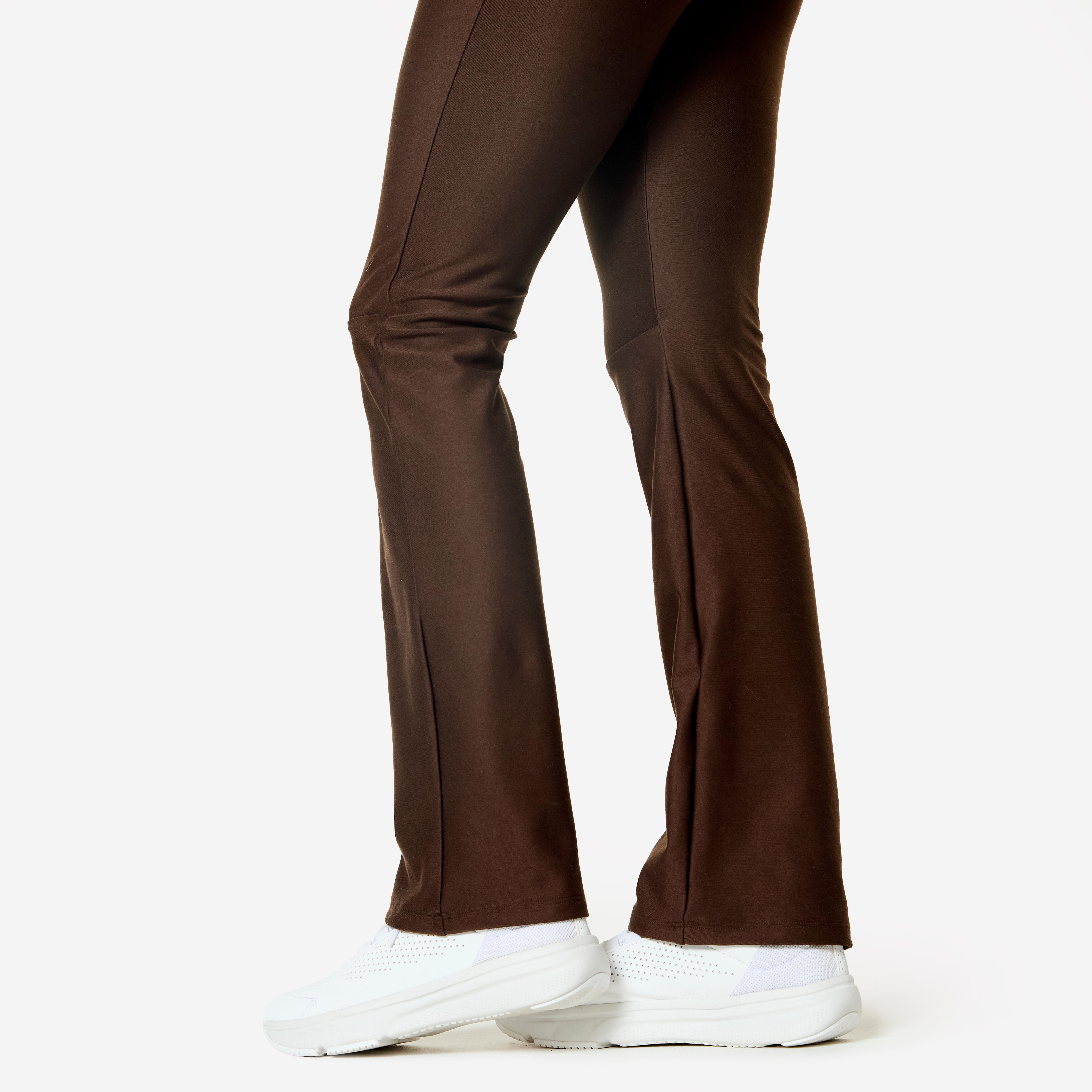 Women Gym Trackpants, Flared and Stretchable, Quick Dry, Opaque Fabric - Brown