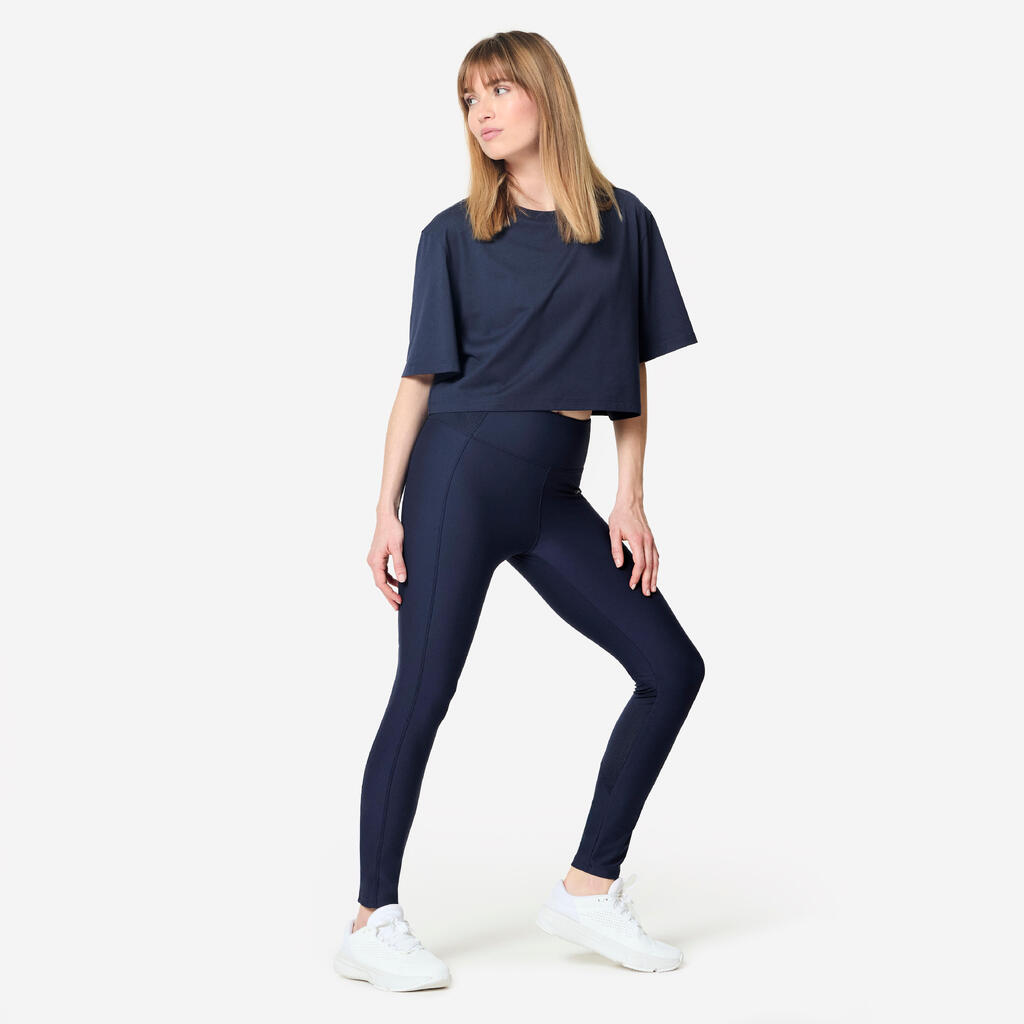 Women's Fitness Leggings with Phone Pocket - Navy Blue