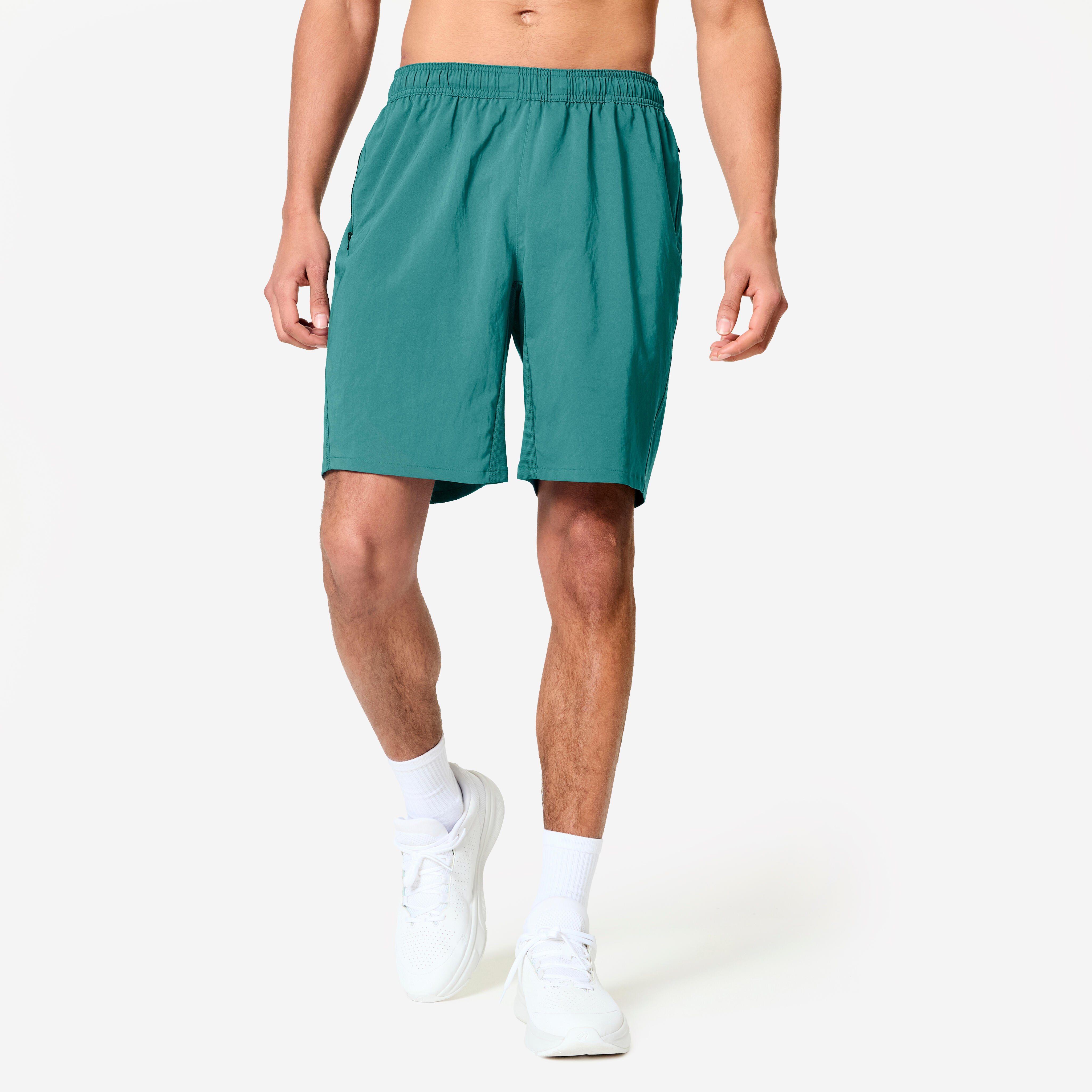 domyos Men Gym Shorts Stretchable, Quick Dry with Zip Pockets - Teal-picture-17