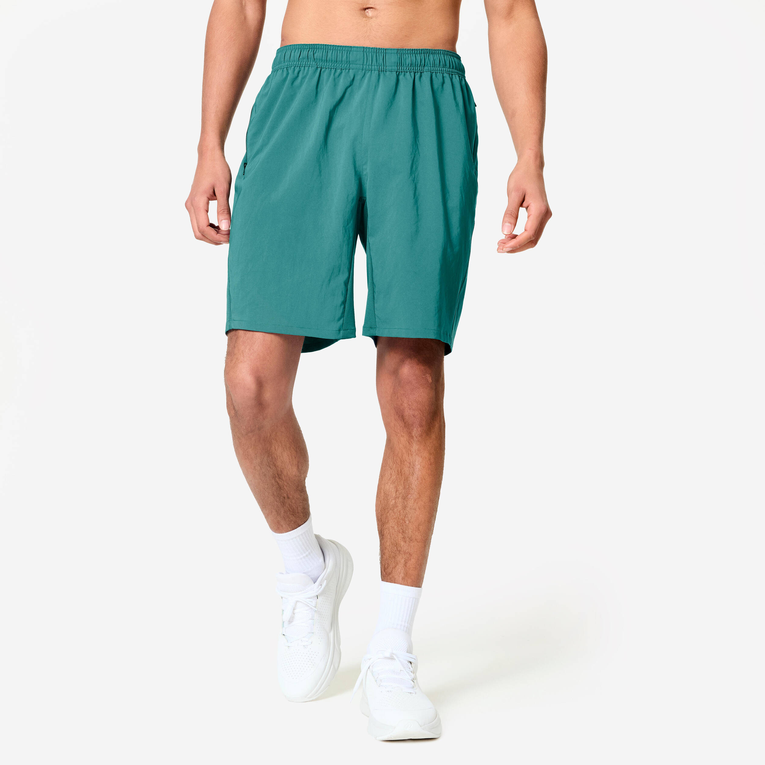 Men's Breathable Fitness Shorts with Zip-Up Pockets - Teal