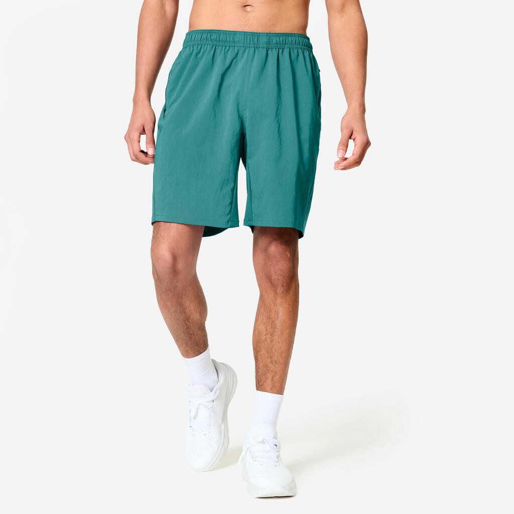 Short de fitness avec poches zipées homme, vert canard