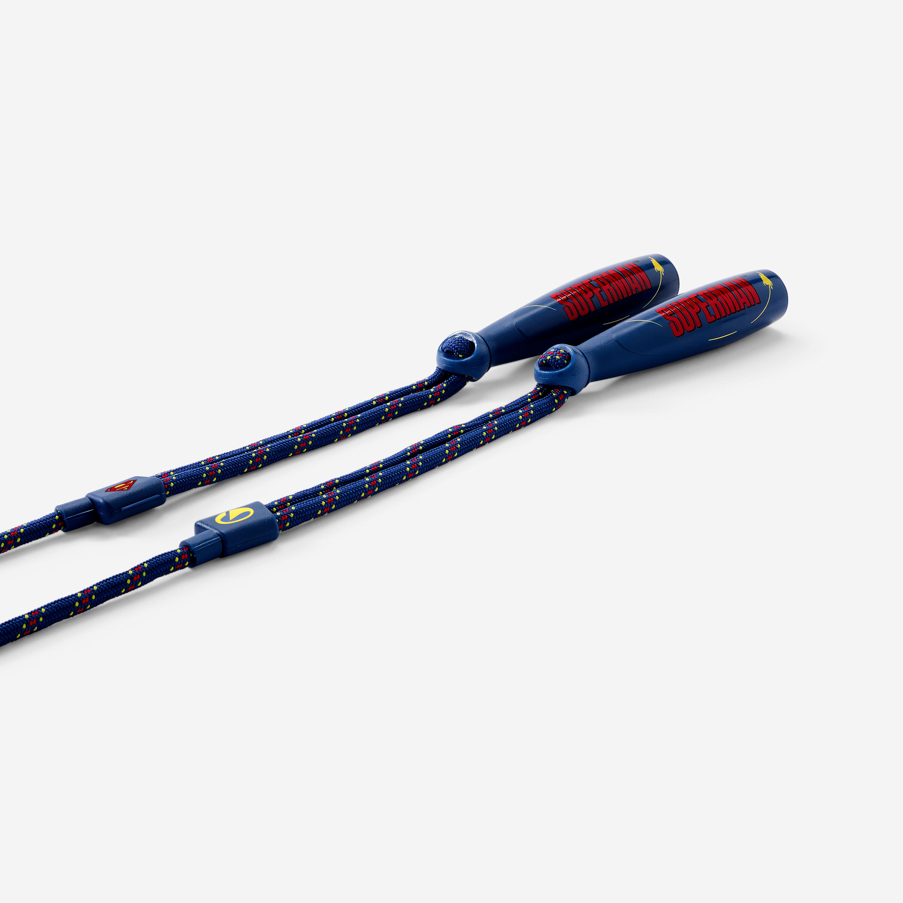 Corde à sauter réglable superman pour enfant, bleu rouge et jaune 2/6